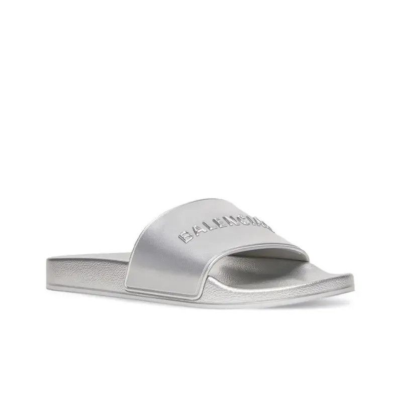 Balenciaga o1w1db11125 Pool Slide Sandals Metallic in Silver Size US 13 / EU 46 - 4 Thumbnail