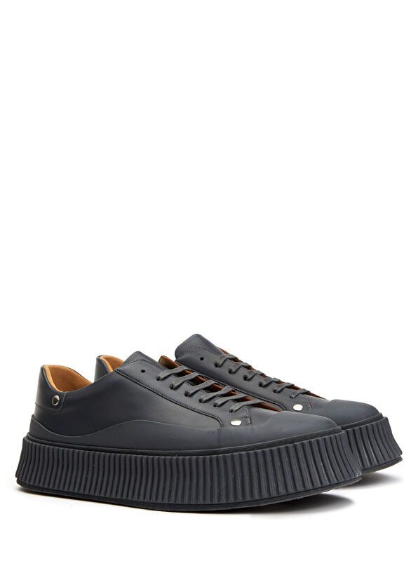 o1y1124 Anthracite Sole Detailed Low-Top Sneakers in Black