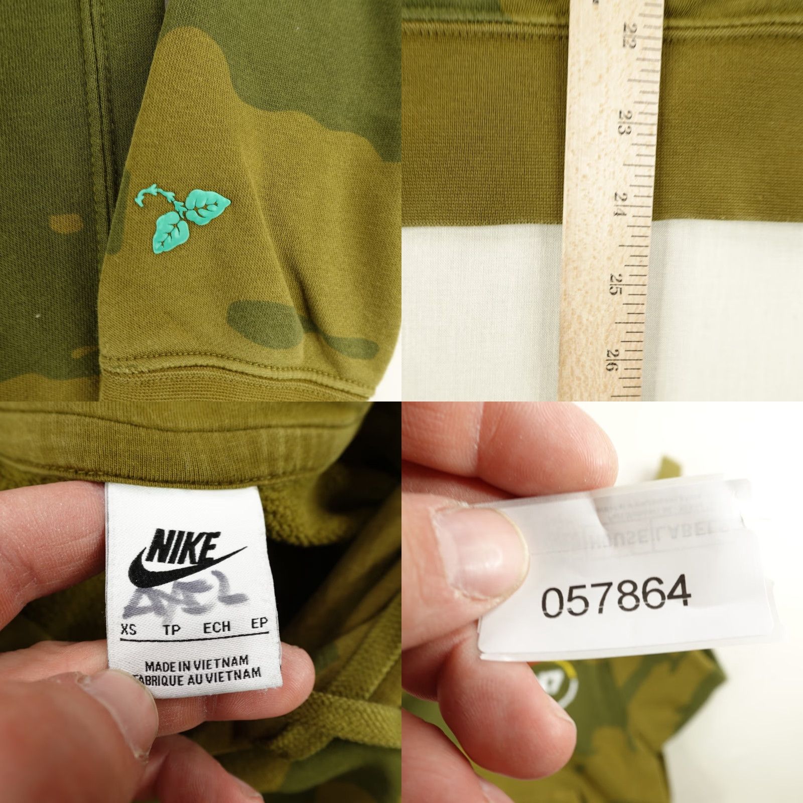Nike VINTAGE Nike Hoodie Mens XS Green Camo N7 Pullover Sweater Sweatshirt Club Fleece Gym Size US XS / EU 42 / 0 - 8 Thumbnail