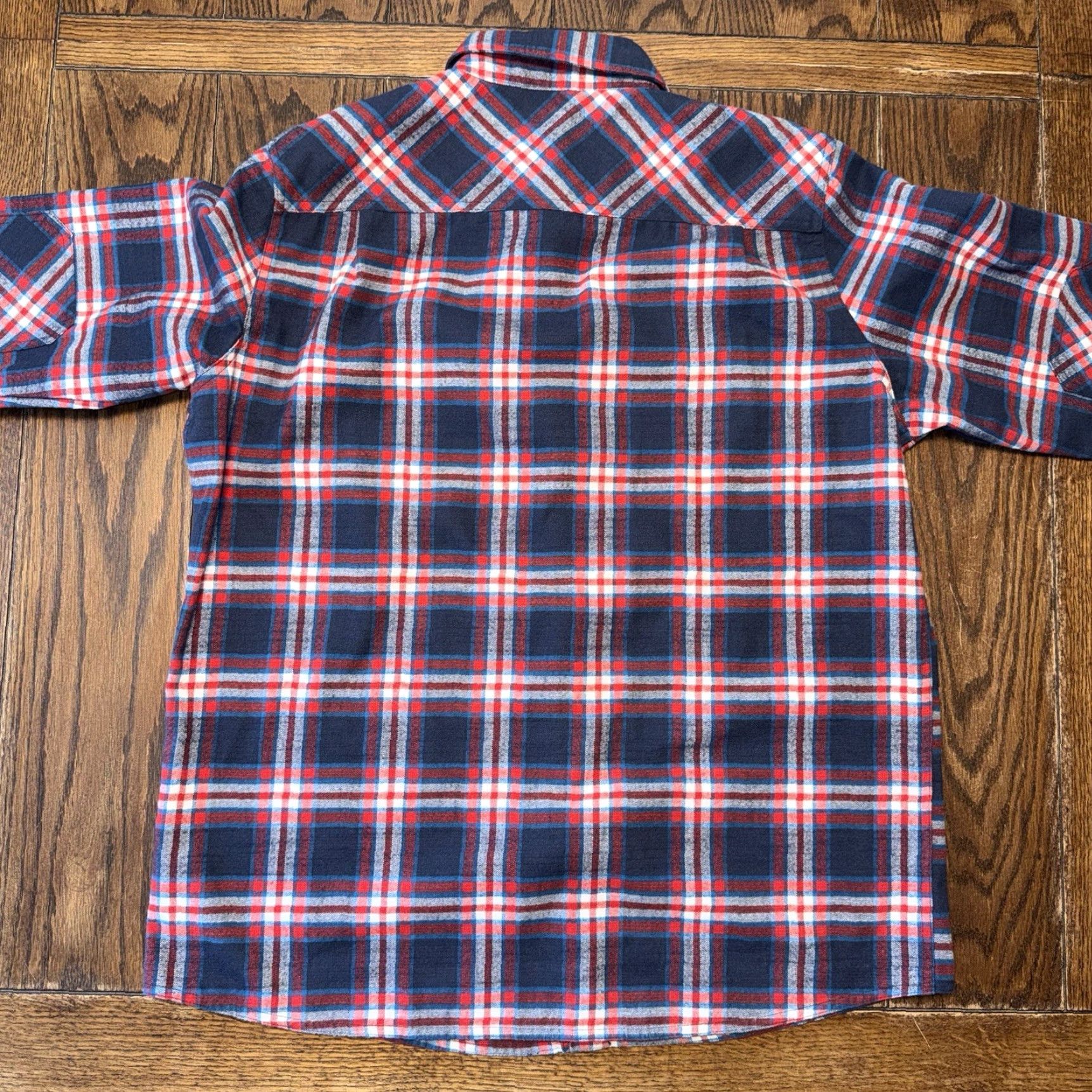 Vintage VINTAGE LL Bean Wool Blend Plaid Snap Flannel Shirt Mens Large Red White Blue Elbow Size US L / EU 52-54 / 3 - 6 Thumbnail