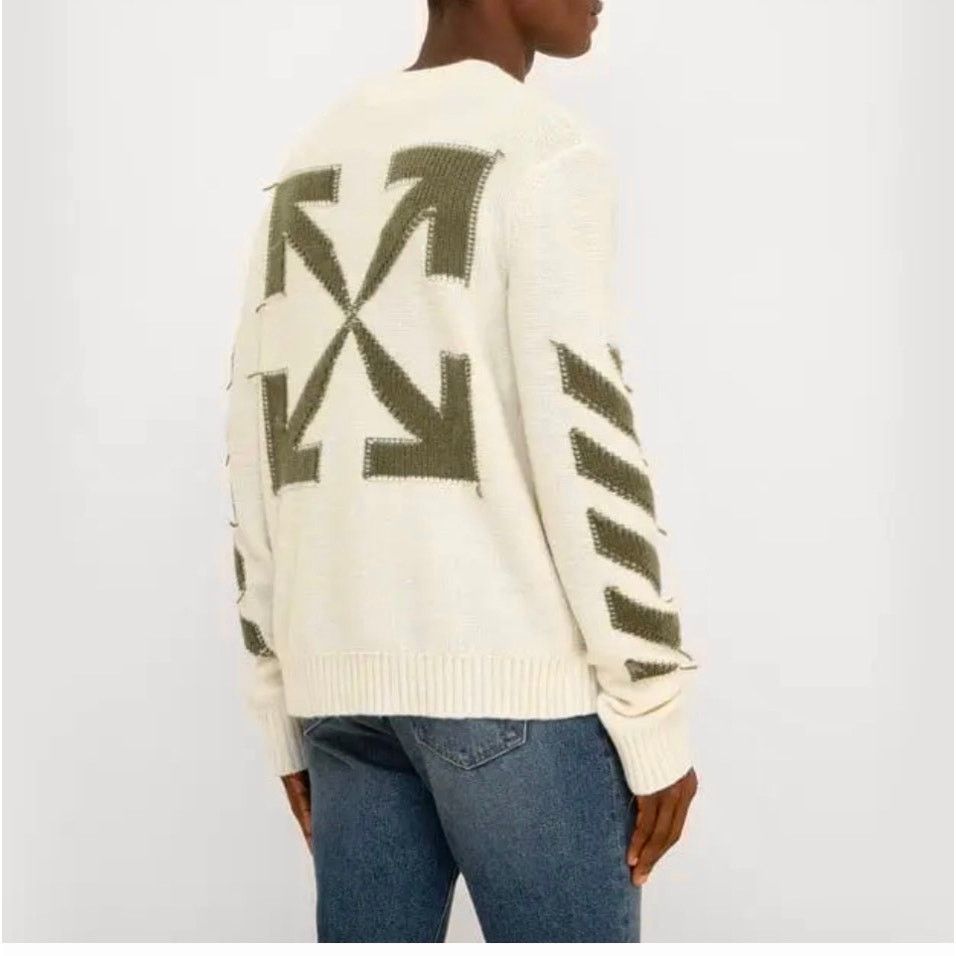 Off-White Off-White Reverse Arrow Diag Knit Crew Sweater White / Green Size US XL / EU 56 / 4 - 9 Thumbnail