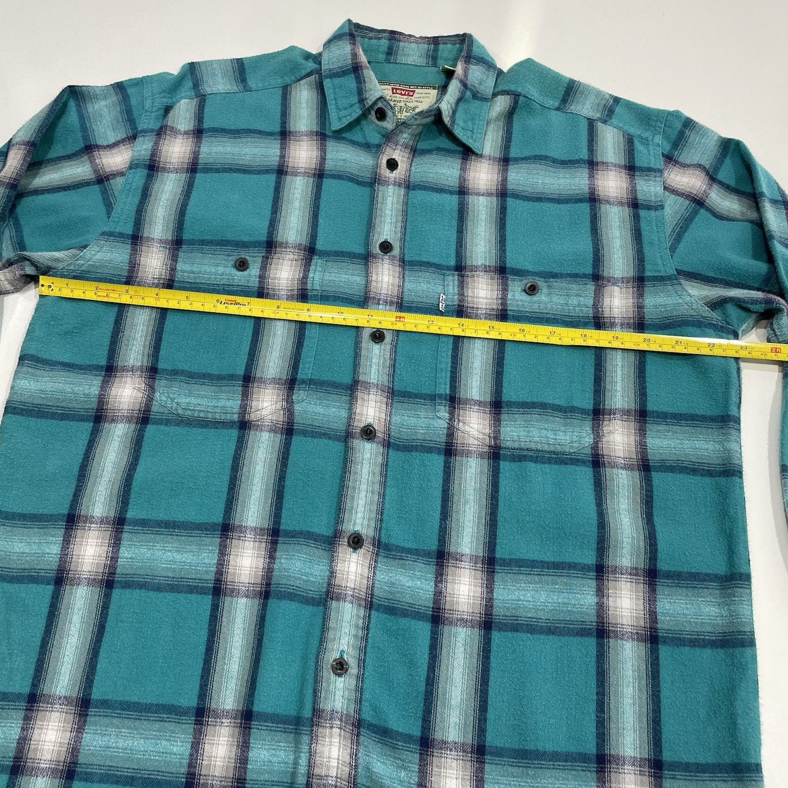 Levi's VTG Levi's Men’s M Teal Blue Shadow Plaid Flannel Shirt Size US M / EU 48-50 / 2 - 6 Thumbnail