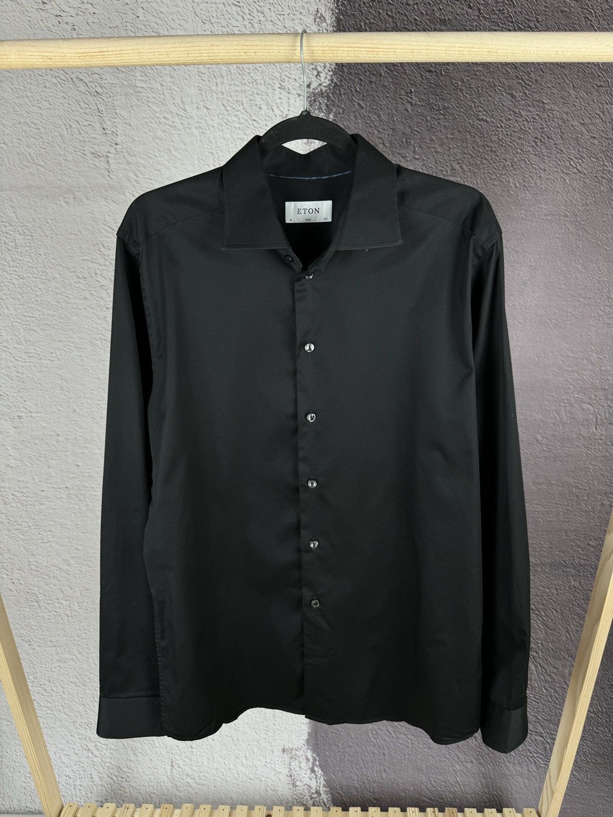 Eton ETON black basic long sleeve shirt size 42 Size US L / EU 52-54 / 3 - 1 Thumbnail