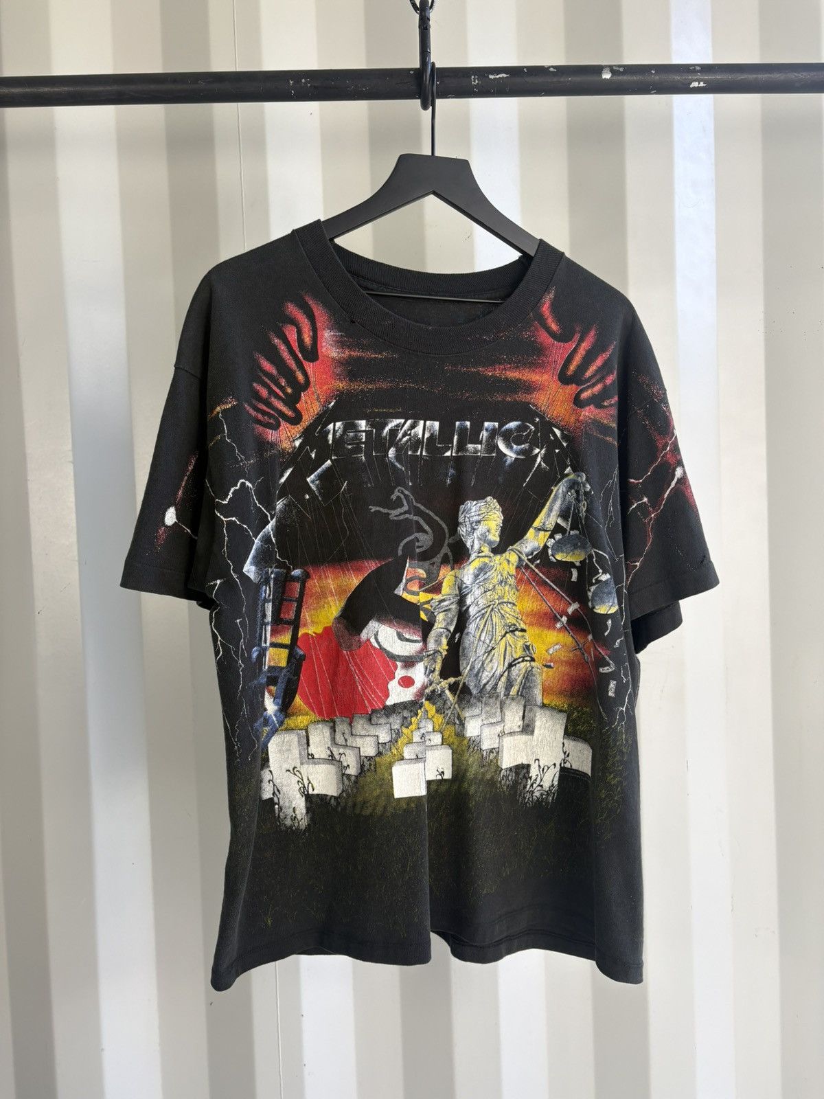 Band Tees Thrashed 91 Metallica AOP Faded Distressed Shirt GRUNGE Band Size US XL / EU 56 / 4 - 1 Thumbnail