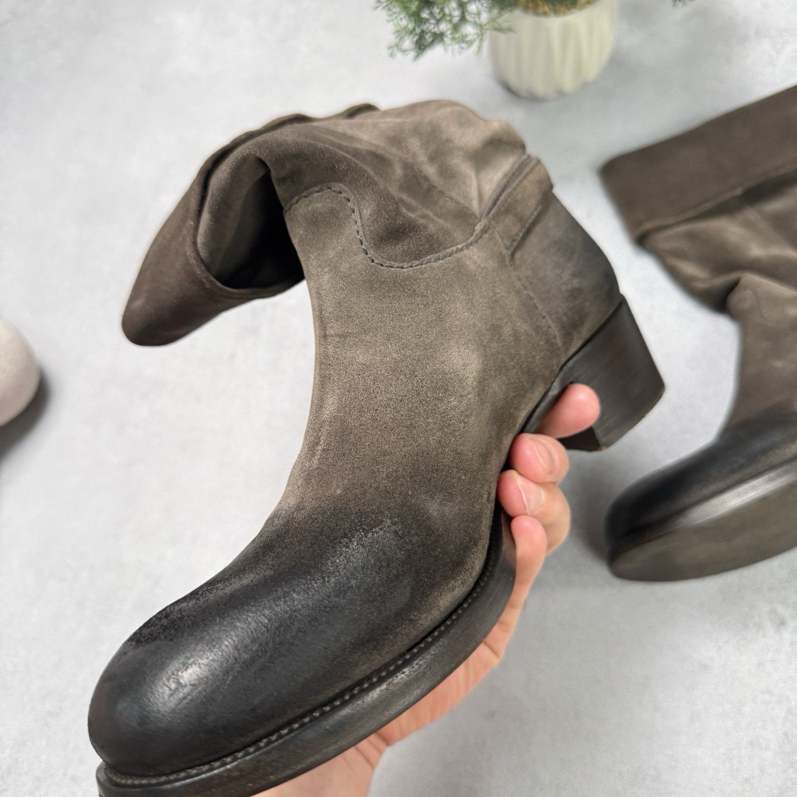 Prada Prada Women Suede High Boot Size EU 40 Us 10 Grey Size US 10 / IT 40 - 6 Thumbnail