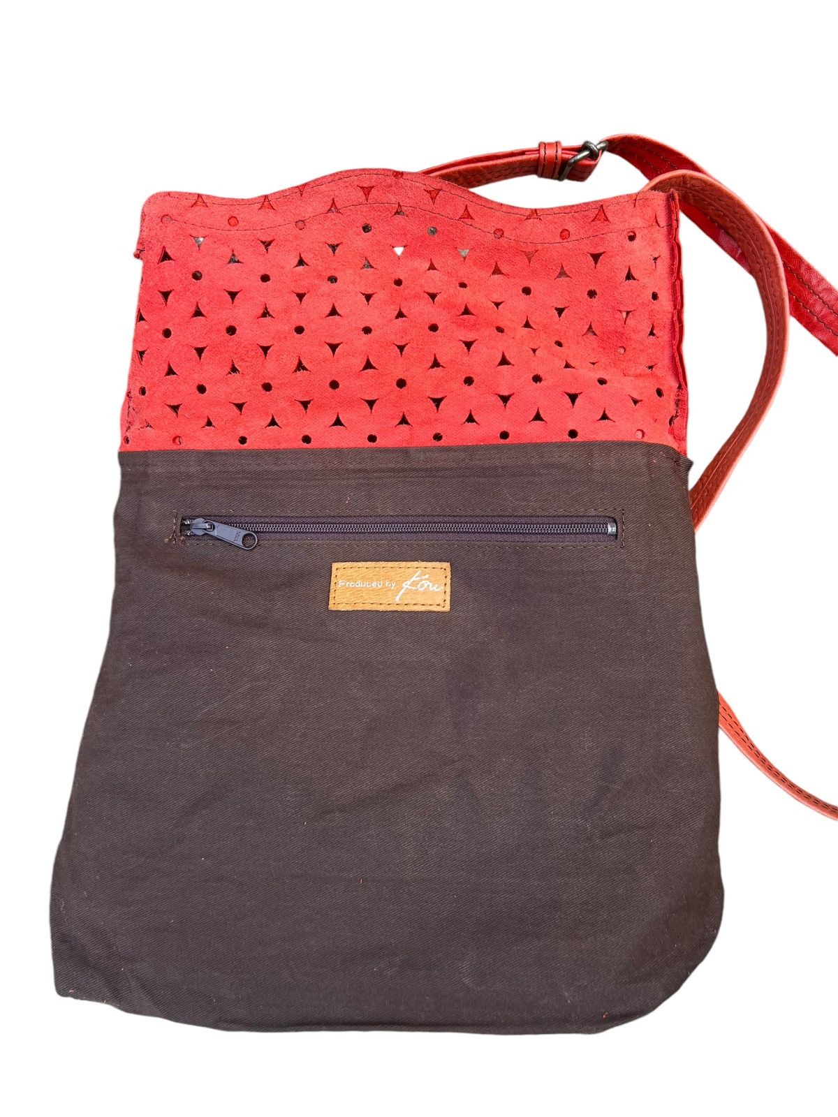 Leather VTG Produced by KOU Japan Fade Patina Punched Leather Bag Size ONE SIZE - 22 Thumbnail