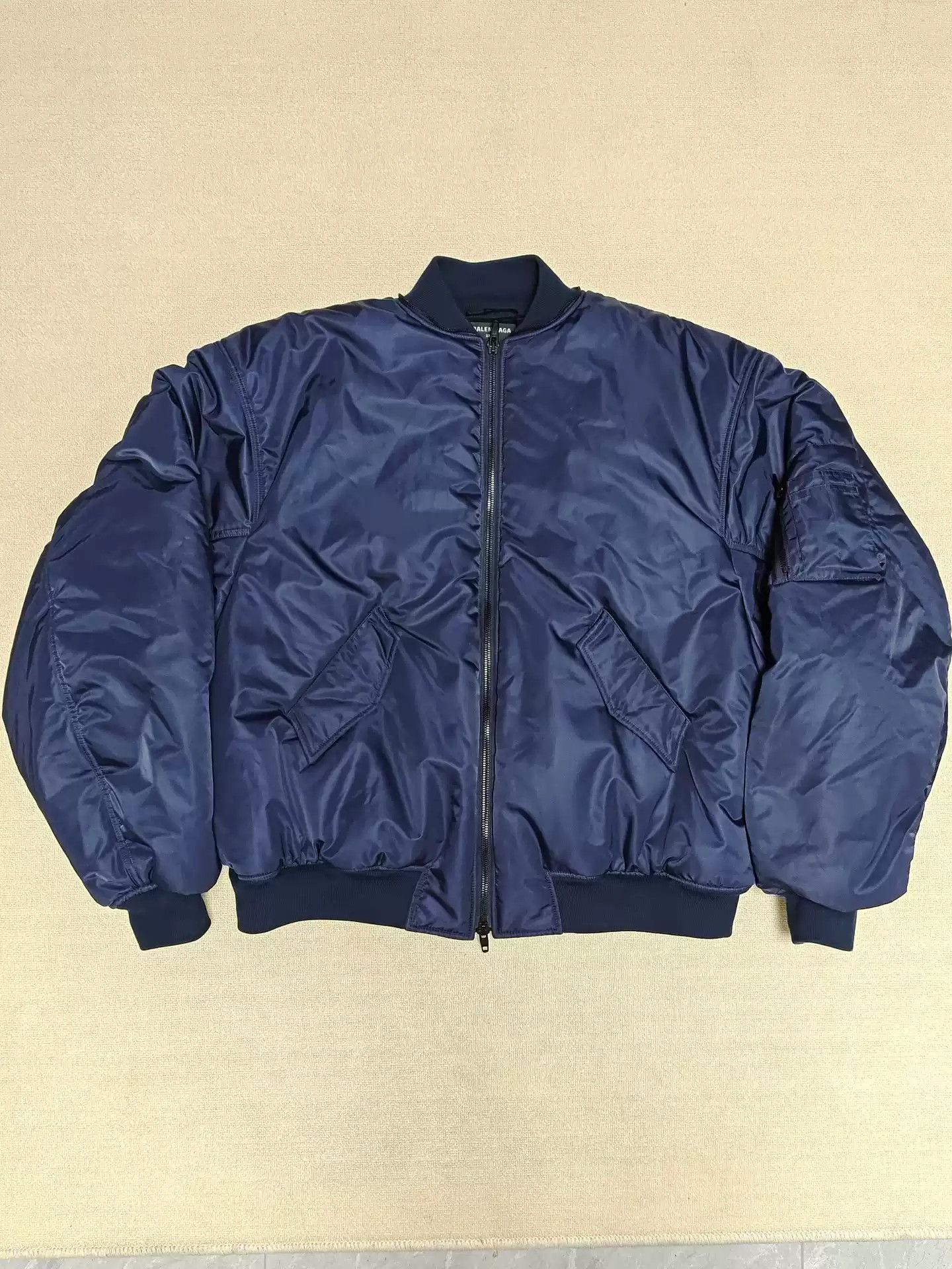 image of Balenciaga Bomber Pilot Silhouette Jacket Cotton Jacket in Blue, Men's (Size Small)