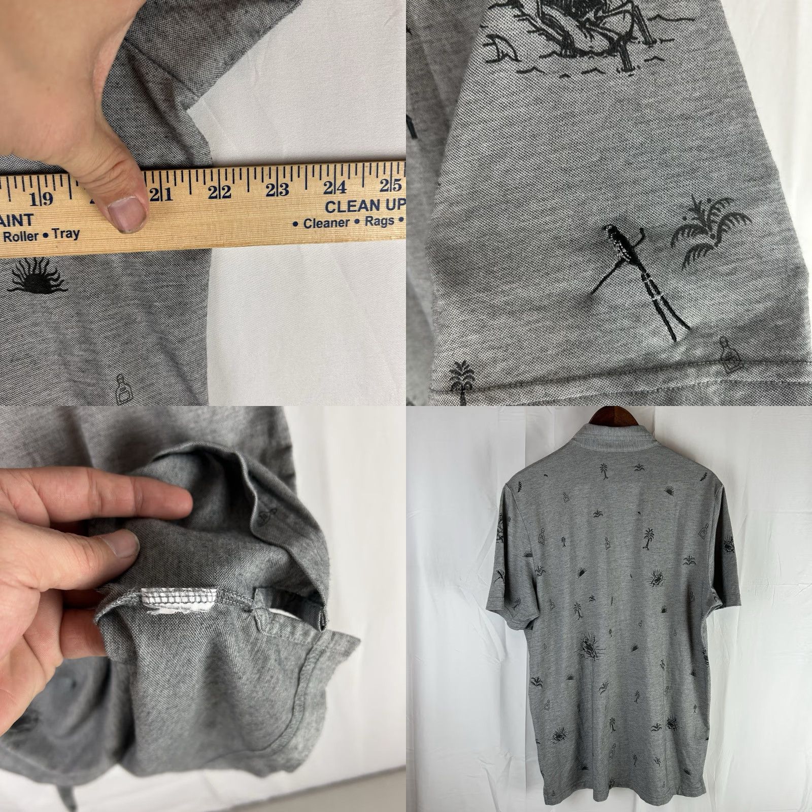 TravisMathew VINTAGE Travis Mathew Polo Shirt Skull Skeleton Gray Golfing Golf L Men Short Sleeve Collar Size US L / EU 52-54 / 3 - 8 Thumbnail