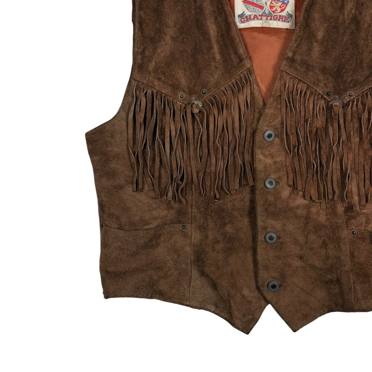 Japanese Brand 🔥VINTAGE VEST GENUINE LEATHER COWBOY DESIGN CHATTIGRE Size US M / EU 48-50 / 2 - 6 Thumbnail