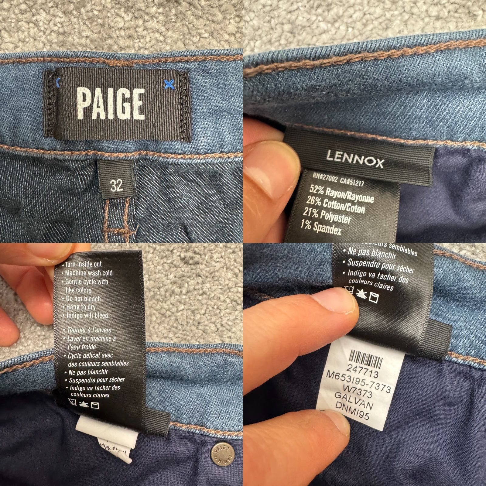 Paige Paige Lennox Jeans Mens 34x27 Blue Slim Straight Stretch Casual Size US 34 / EU 50 - 8 Thumbnail