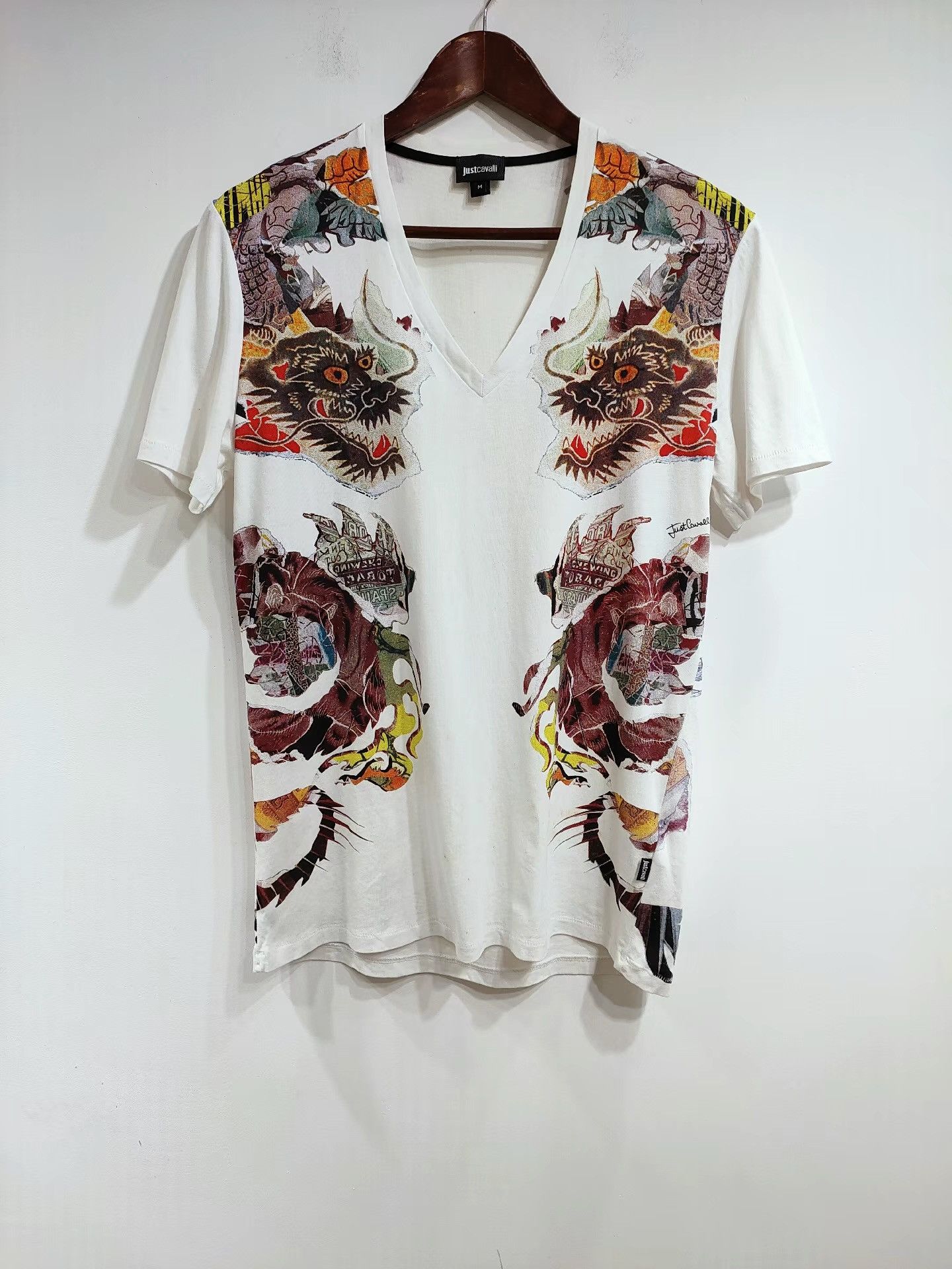 Just Cavalli Just Cavalli Men's White Printed Short Sleeve K29 Size US M / EU 48-50 / 2 - 1 Thumbnail