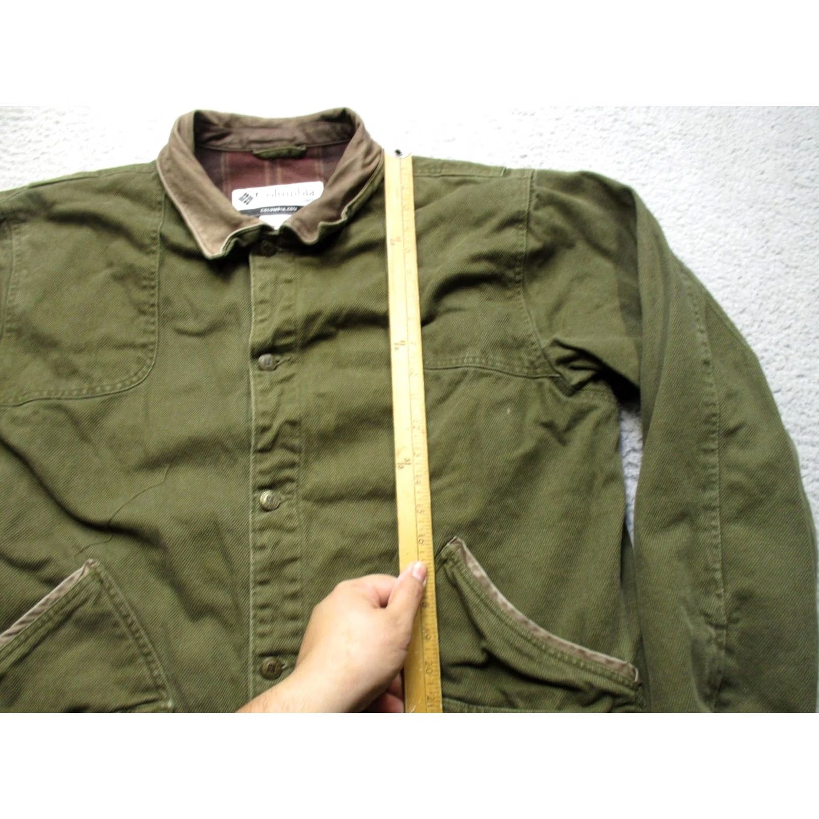 Vintage Columbia Jacket Mens Large Green Canvas Chore Field Snap Front Lined Workwear Size US L / EU 52-54 / 3 - 6 Thumbnail