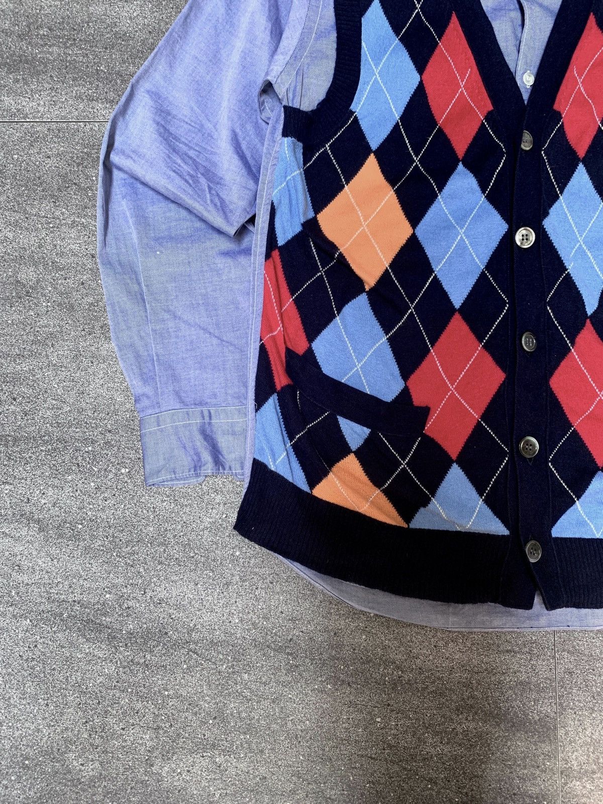 Comme des Garcons Homme AD2010 Argyle Layered Knit Vest Shirt - Small Size US S / EU 44-46 / 1 - 4 Thumbnail