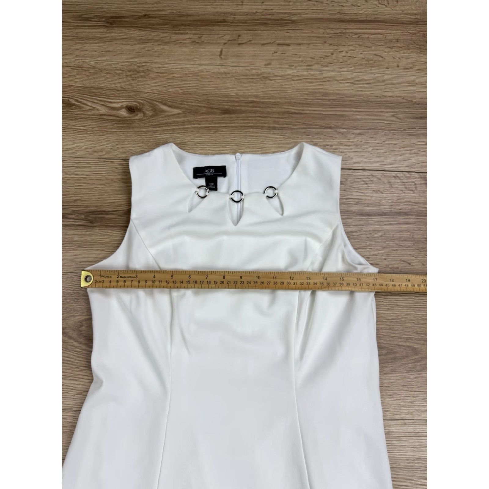 Vintage AGB Dress Sleeveless Fit & Flare White 12P Women Petite Knee Length Dress Mens? No—Women Size XL / US 12-14 / IT 48-50 - 4 Thumbnail