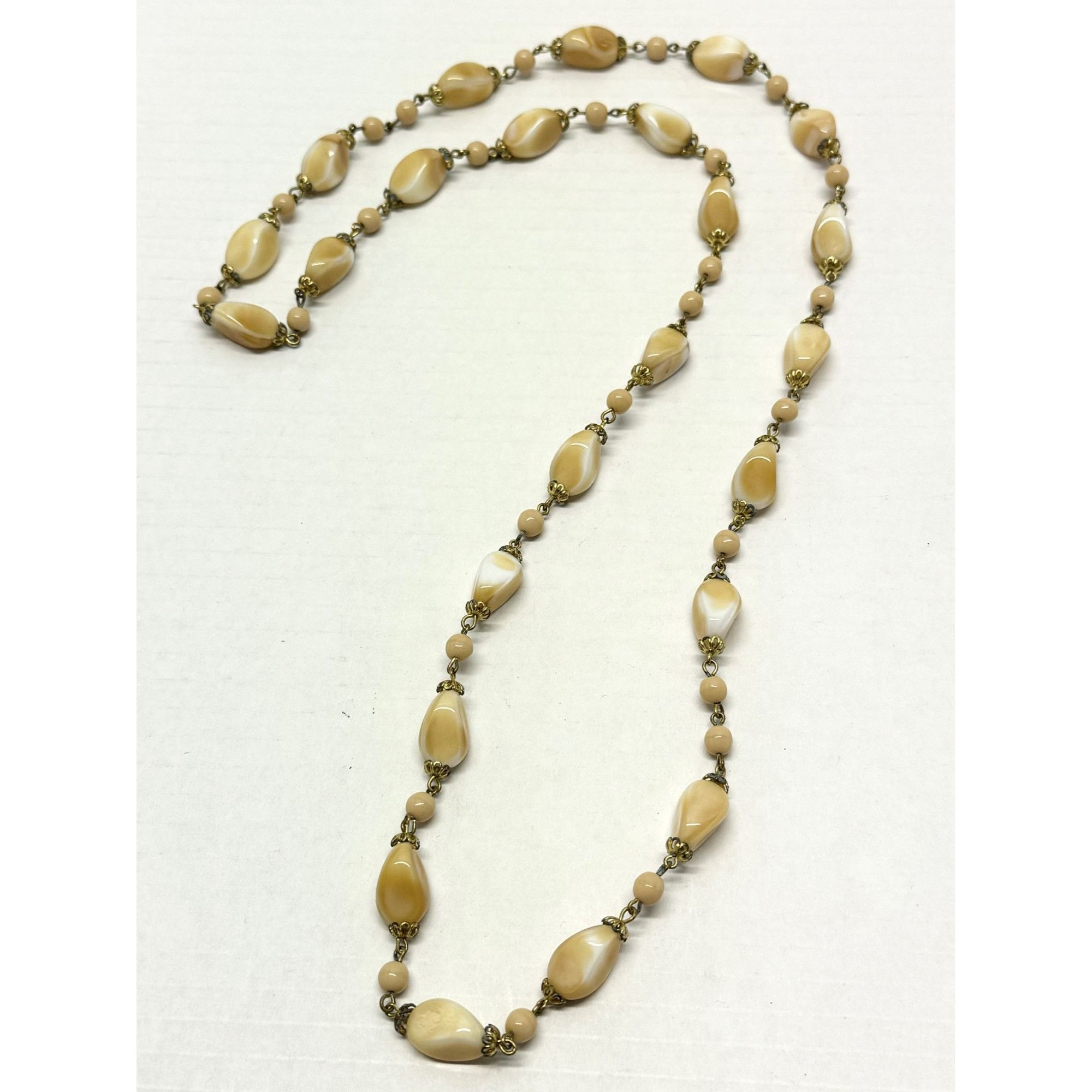 Vintage Vintage glass brown chain link beaded necklace Size ONE SIZE - 2 Thumbnail