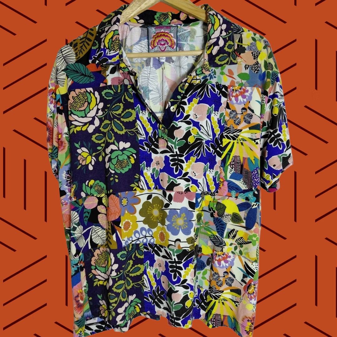 Johnny Was Johnny Was Floral Print Top Blouse Short Sleeve Collared Women L Multicolor NWT Size L / US 10 / IT 46 - 1 Thumbnail