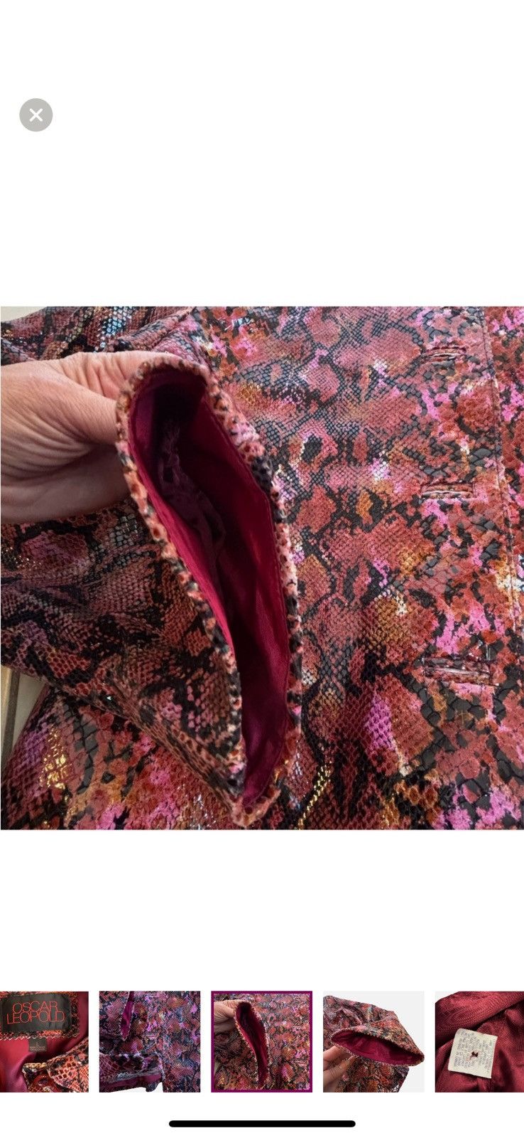 Other VTG Brown Pink Black Python Leather Look Lambskin Jacket Size L / US 10 / IT 46 - 8 Thumbnail
