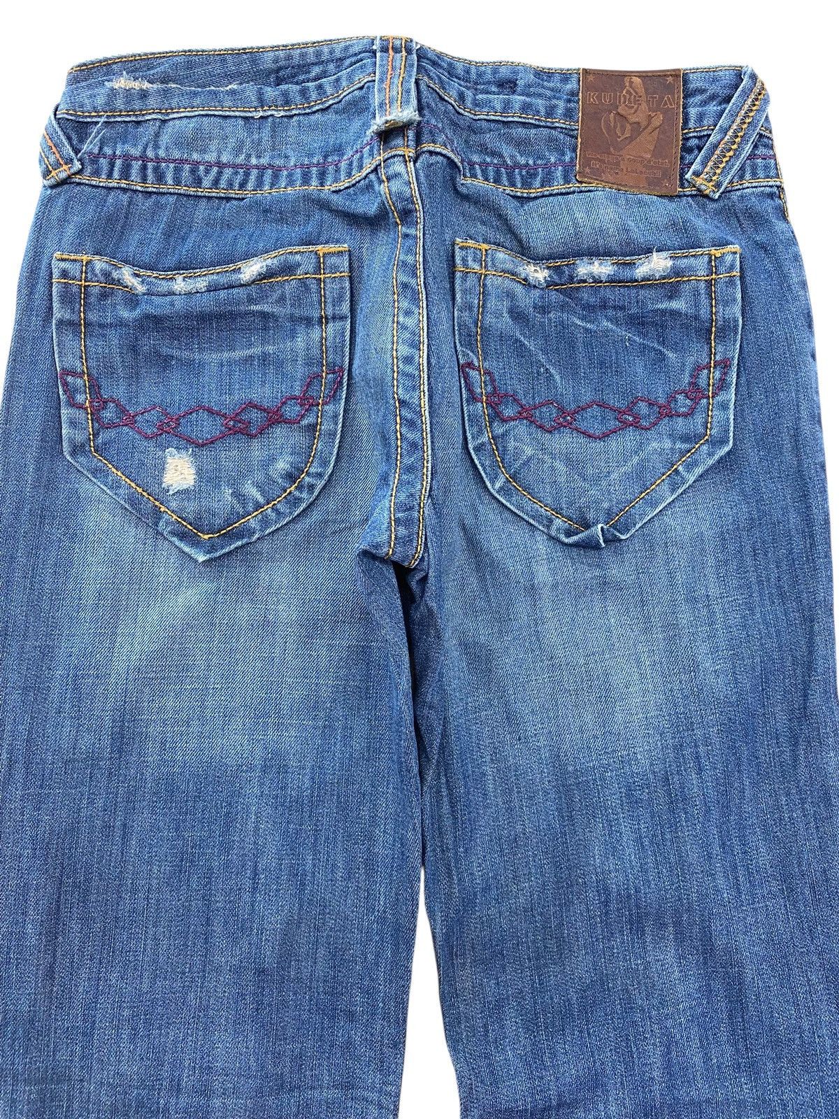 Japanese Brand Japanese Brand Blue Wash Ripped Style Flare Leg Jeans Size US 28 / EU 44 - 4 Thumbnail