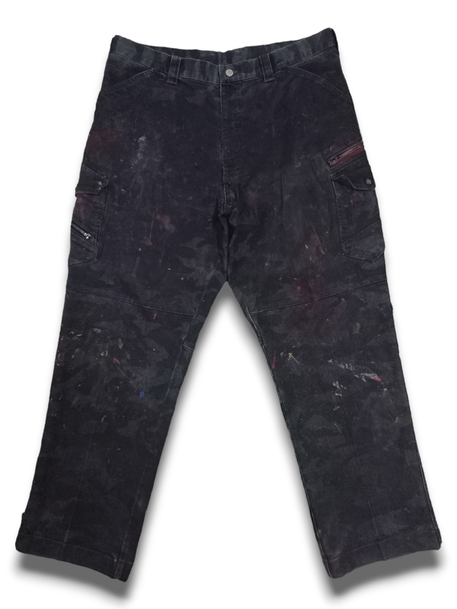 Japanese Brand Vintage Japanese Brand Painted Cargo Baggy Denim Pants Size US 34 / EU 50 - 1 Thumbnail