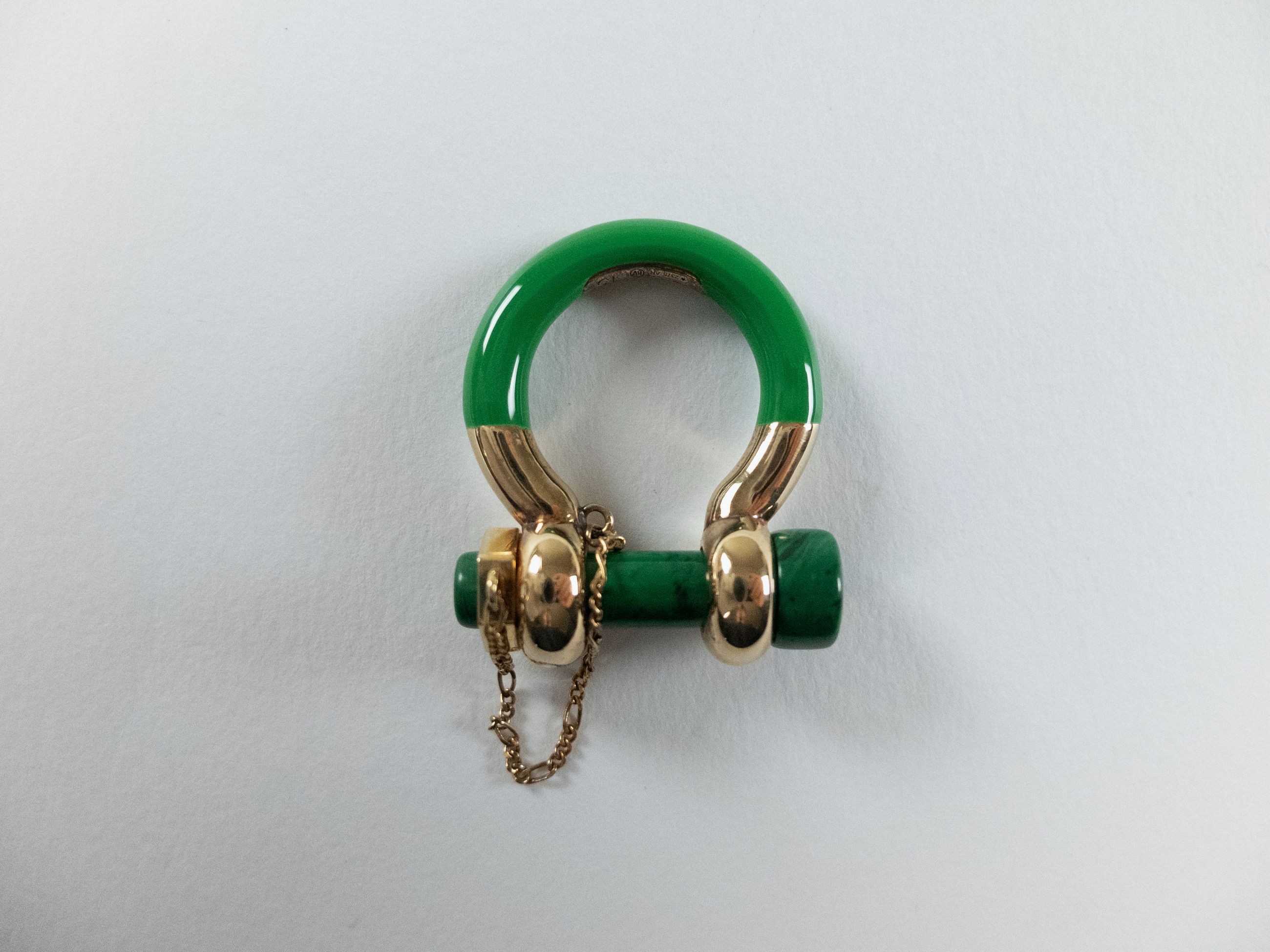 Bottega Veneta BOTTEGA VENETA Bolt green & gold tone silver ring w chain 15 Size ONE SIZE - 1 Thumbnail