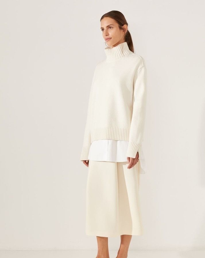 Loro Piana o1srvl11e0824 Lina Silk Midi Skirt in White Size 26" / US 2 / IT 38 - 6 Thumbnail