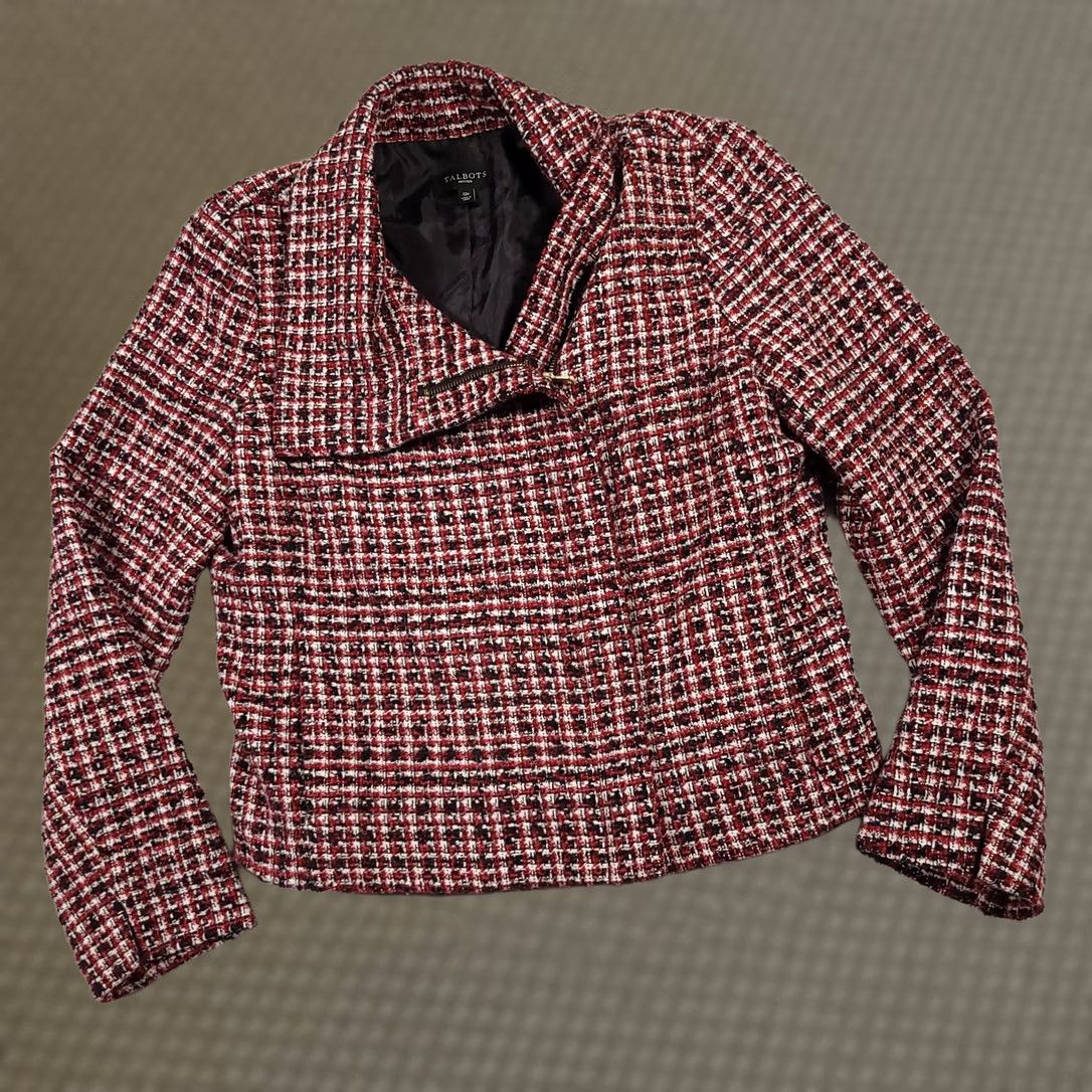 Talbots Talbots Blazer Tweed Jacket Women's 12P Petite Full Zip Lined Coat Business Red Size XL / US 12-14 / IT 48-50 - 1 Thumbnail