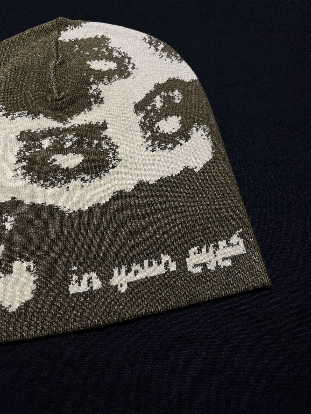 Japanese Brand In Your Eyes Reversible Olive No Cuff Knit Beanie OS Size ONE SIZE - 2 Thumbnail