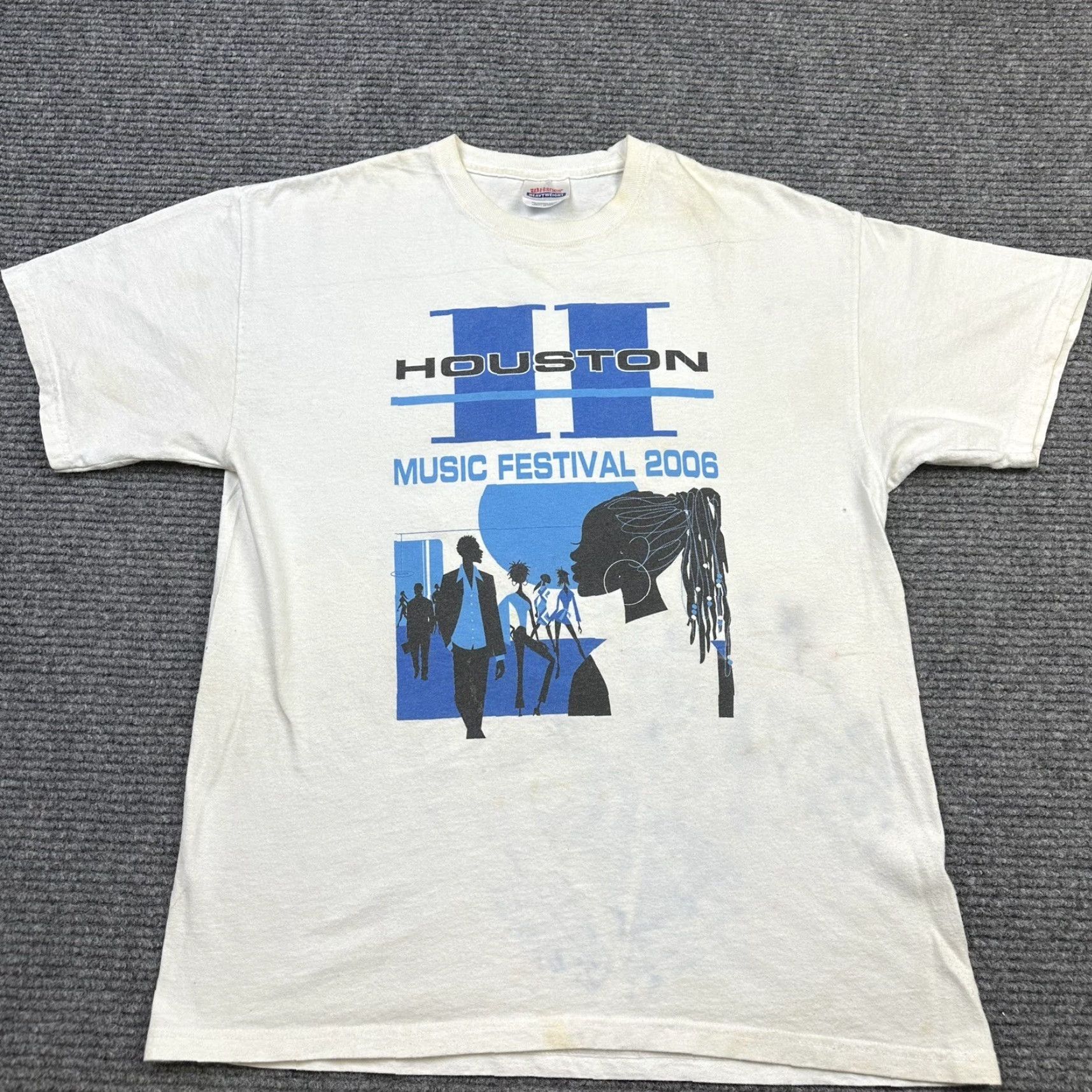 Hanes VINTAGE Houston Music Festival 2006 Rap R&B Grunge Large T-Shirt Jamie Fox Hanes White Cotton Crew Neck Short Sleeve Unisex Adults L Size US L / EU 52-54 / 3 - 3 Thumbnail