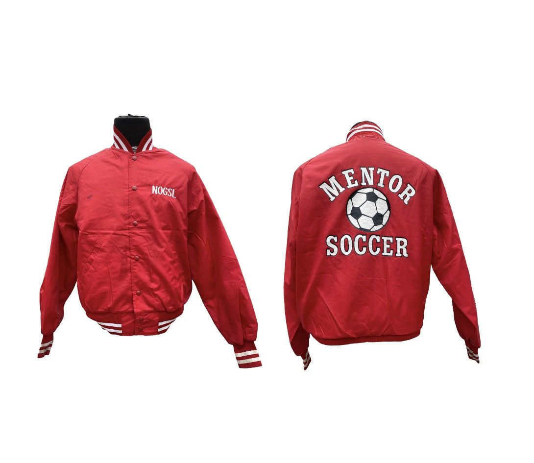 Designer × Vintage Vintage 80's Mentor Scccer Red Bomber Jacket Football USA M Size US XL / EU 56 / 4 - 3 Thumbnail