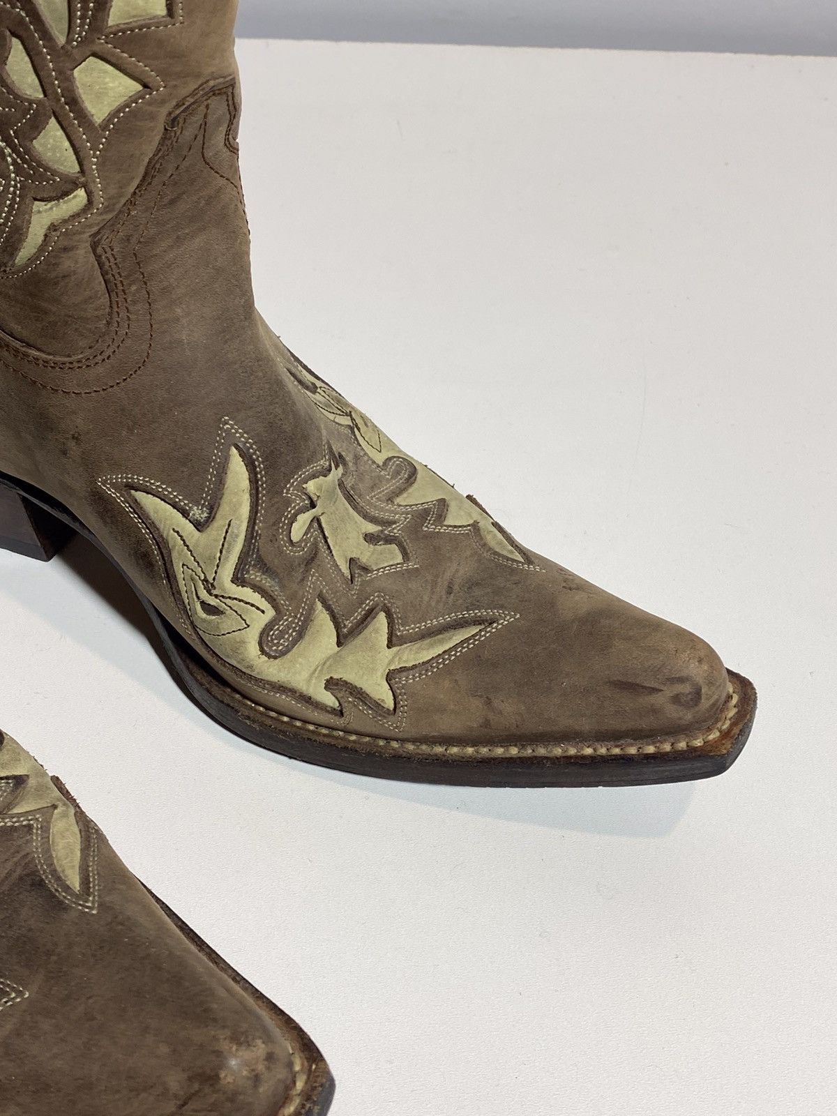 Genuine Leather × Vintage Vintage 00s Leather Cowboy Boots y2k Sancho Western Rodeo Size US 7 / IT 37 - 14 Thumbnail