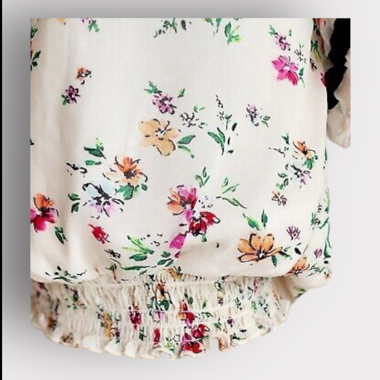 Nordstrom Lily White Floral Off-the-Shoulder Crop Top | Large Size L / US 10 / IT 46 - 11 Thumbnail