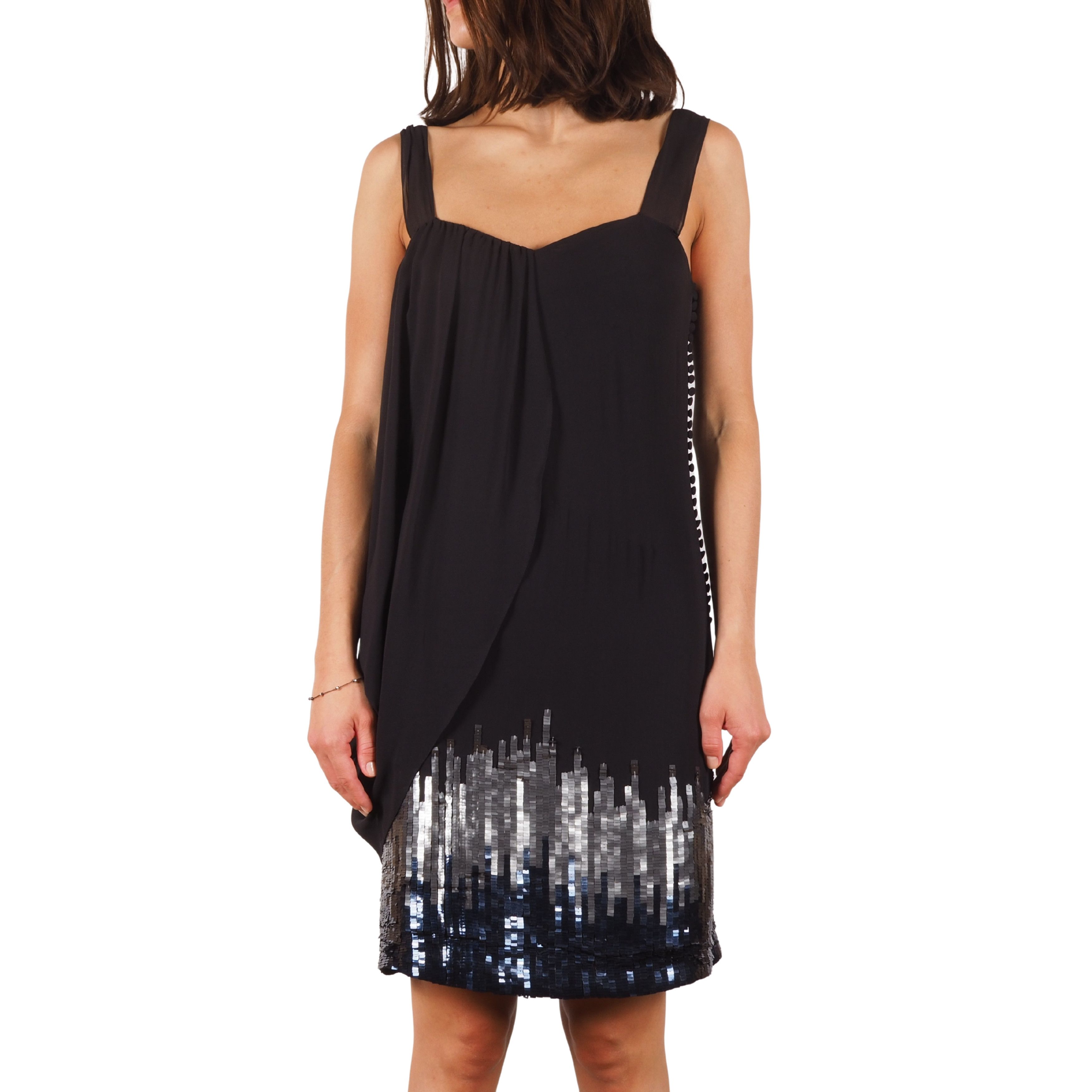 sachin and babi light blue dress CHRISTIAN DIOR DARKBLUE BELTED FULL SKIRT MIDI COCKTAIL DRESS (FR38)