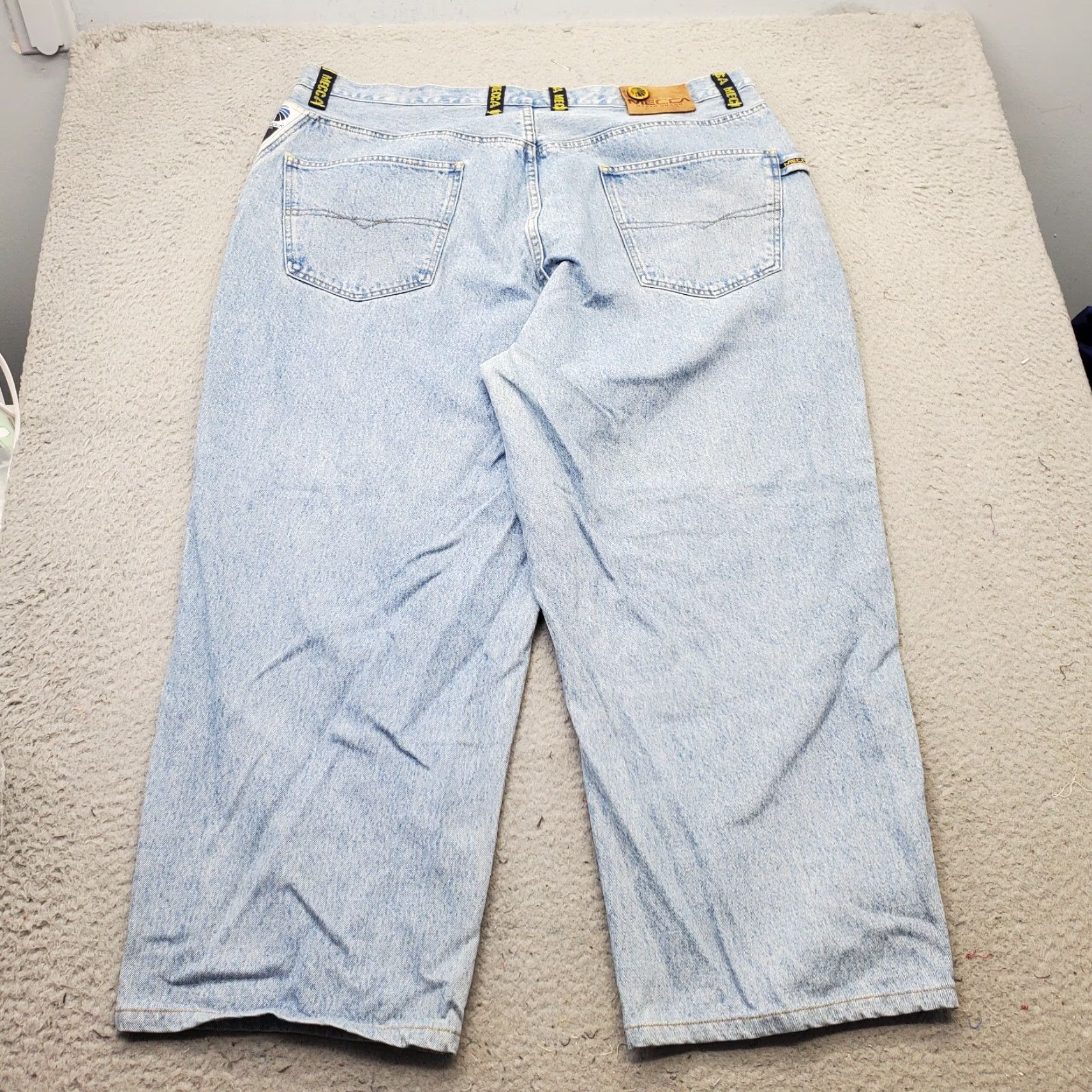 Vintage Mecca Mens Jeans Blue Denim High Rise Light Wash Cropped 42 Baggy Button Fly Vintage No N/A Size US 42 / EU 58 - 2 Thumbnail