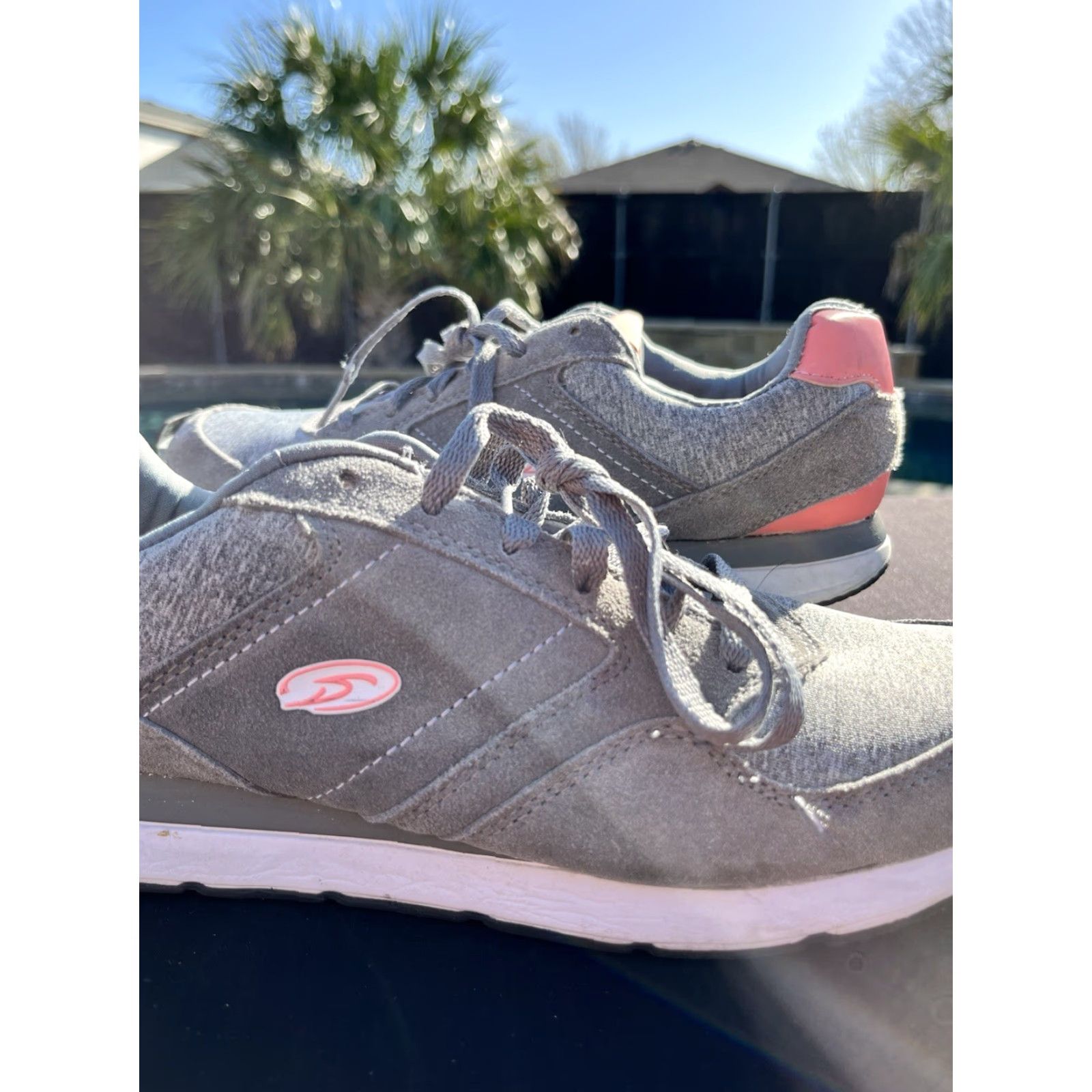 Vintage Dr. Scholl's Sneakers Gray Pink Lace Up Leather Comfort Athletic Women's Shoes Size 11 Preowned Good Size US 11 / IT 41 - 3 Thumbnail