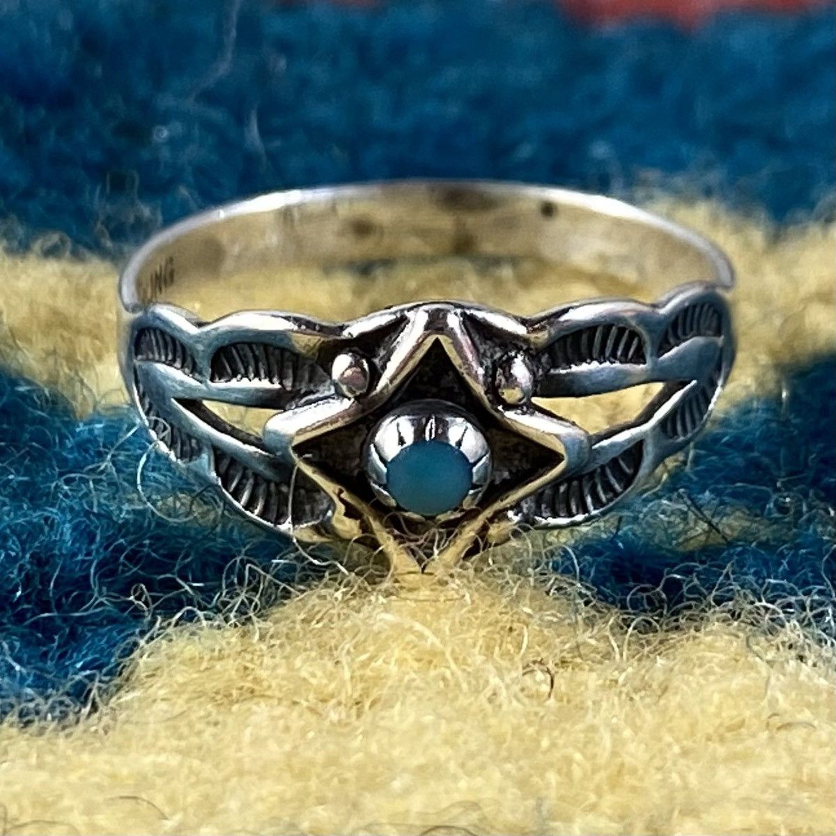 Kapital × Vintage Vtg 60s 70s Bell Trading Navajo Sterling Turquoise Ring Size ONE SIZE - 2 Thumbnail