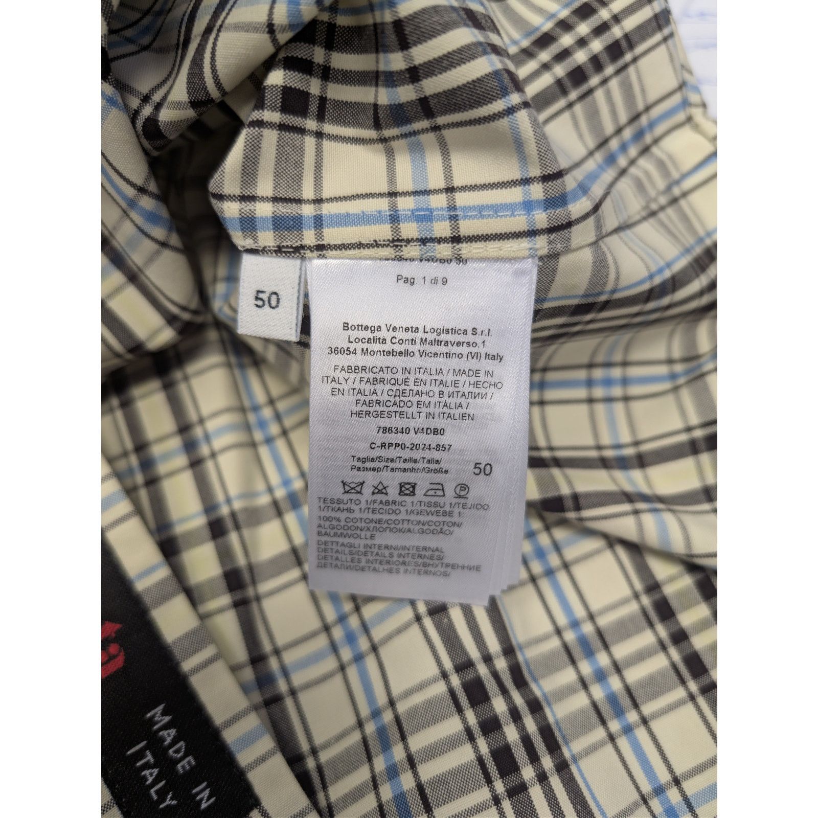 Bottega Veneta o1rshd1 Bold Check Composition Cotton Shirt in Chalk Size US M / EU 48-50 / 2 - 17 Thumbnail