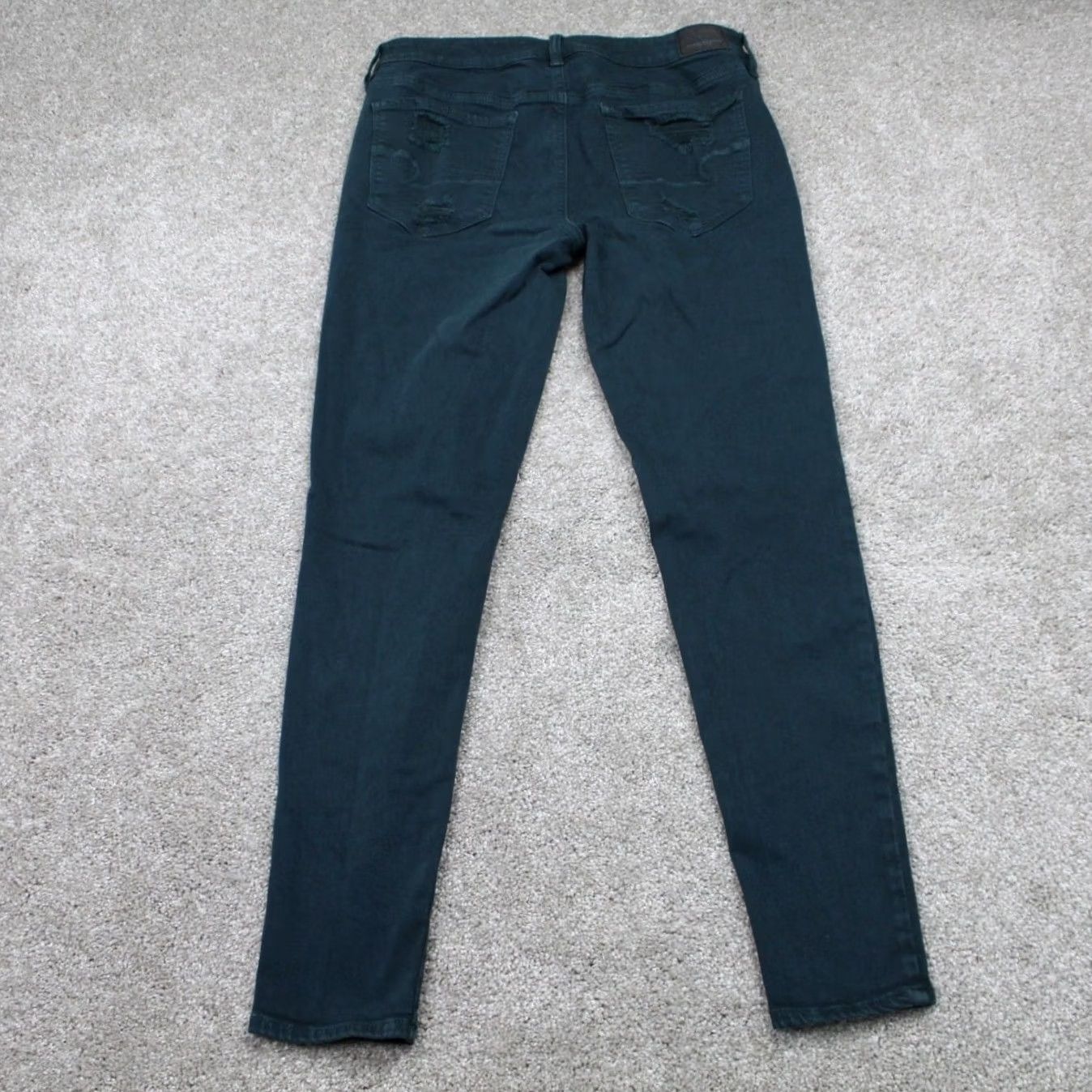 American Eagle Outfitters American Eagle Outfitters Jegging Jeans Womens 10 Green Distressed Stretch 29 in Inseam Regular Rise Mid 8.5-10.5 in 90s Grunge Preppy AE Jeggings Size 32" / US 10 / IT 46 - 5 Thumbnail
