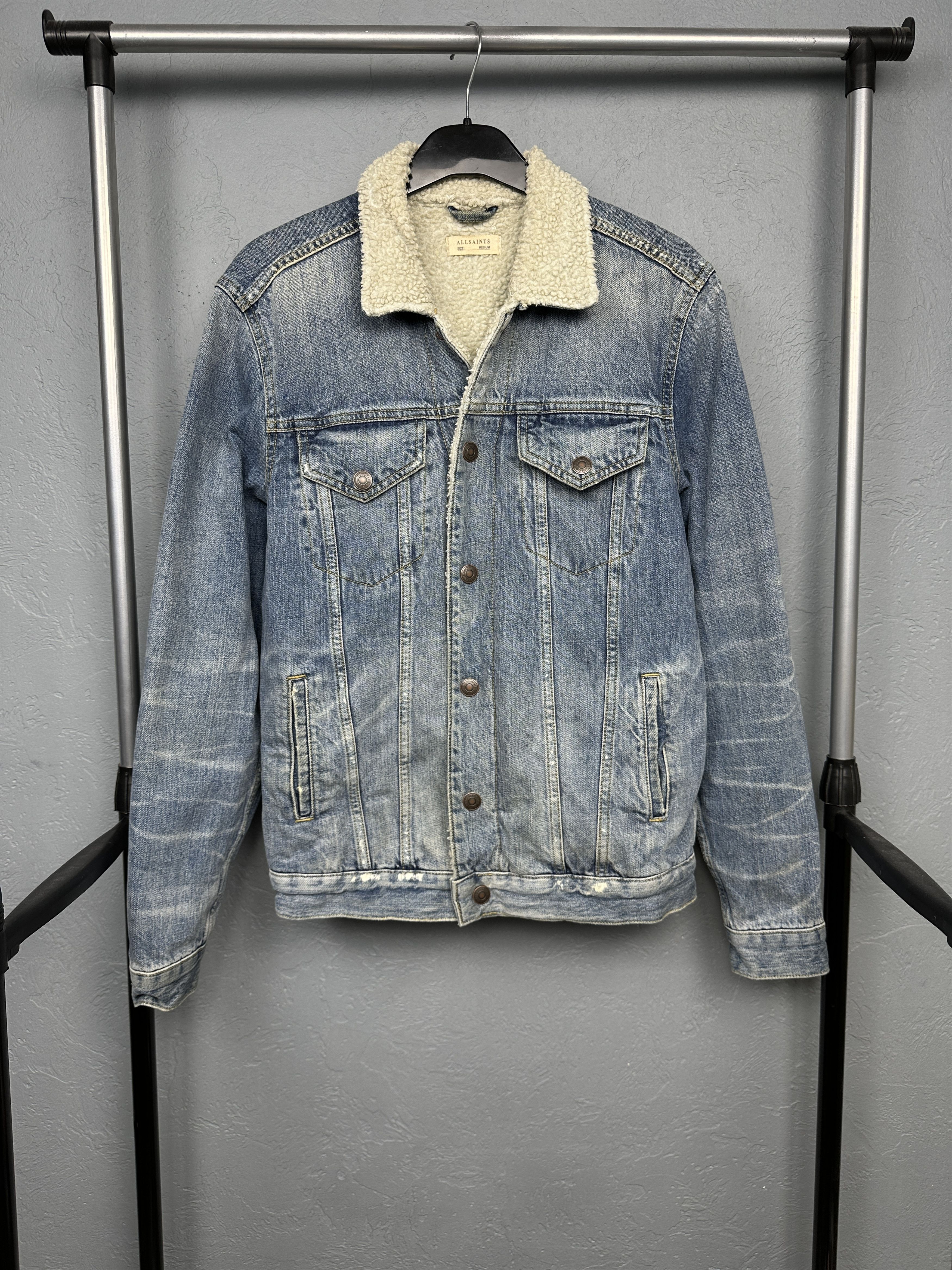Allsaints Ikano Mens Denim Sherpa Jacket