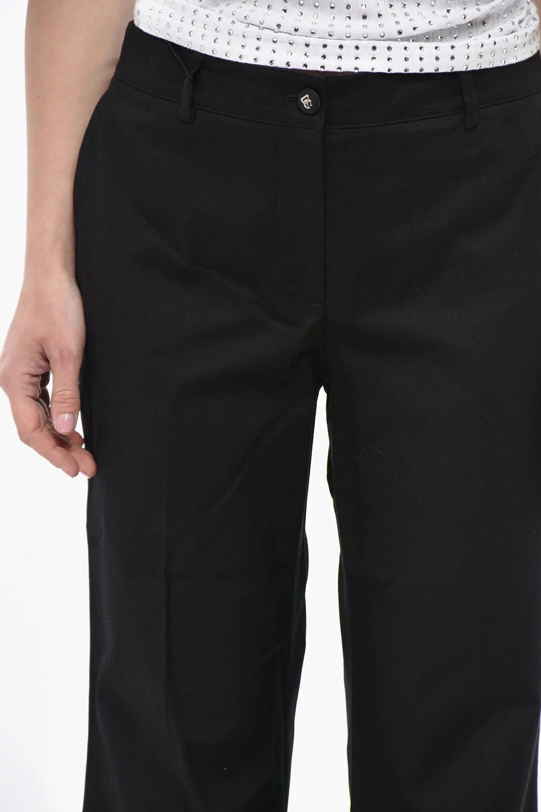 Dolce & Gabbana og1mm0426 Flared-Fit Cotton-Blend Pant in Black Size 30" / US 8 / IT 44 - 2 Thumbnail