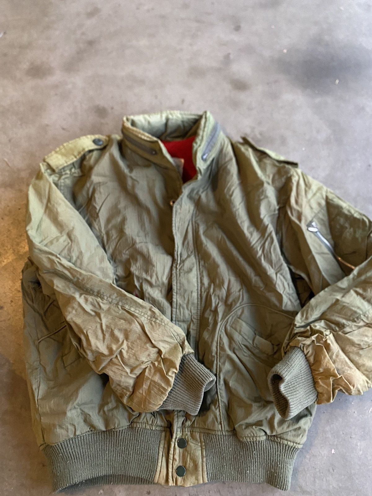 Vintage Vintage Army Green Flight Bomber Jacket Size US L / EU 52-54 / 3 - 1 Thumbnail