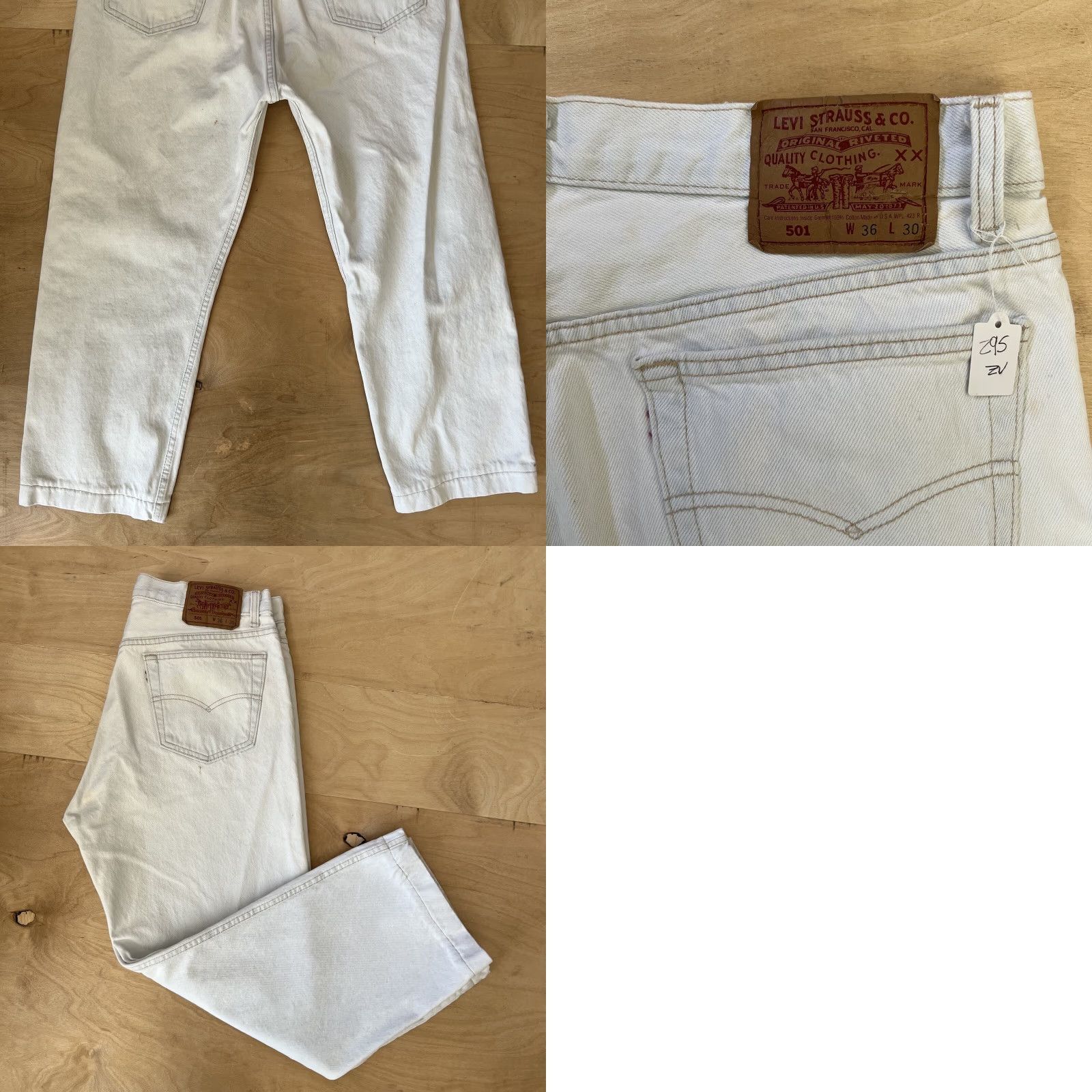 Levi's Vintage Levi's 501 Jeans Shirt? No, Jeans. Levi's 501 Jeans Regular 35 White Light Wash Denim 80s Vintage Western USA 80s Mens Jeans Size US 35 - 8 Thumbnail