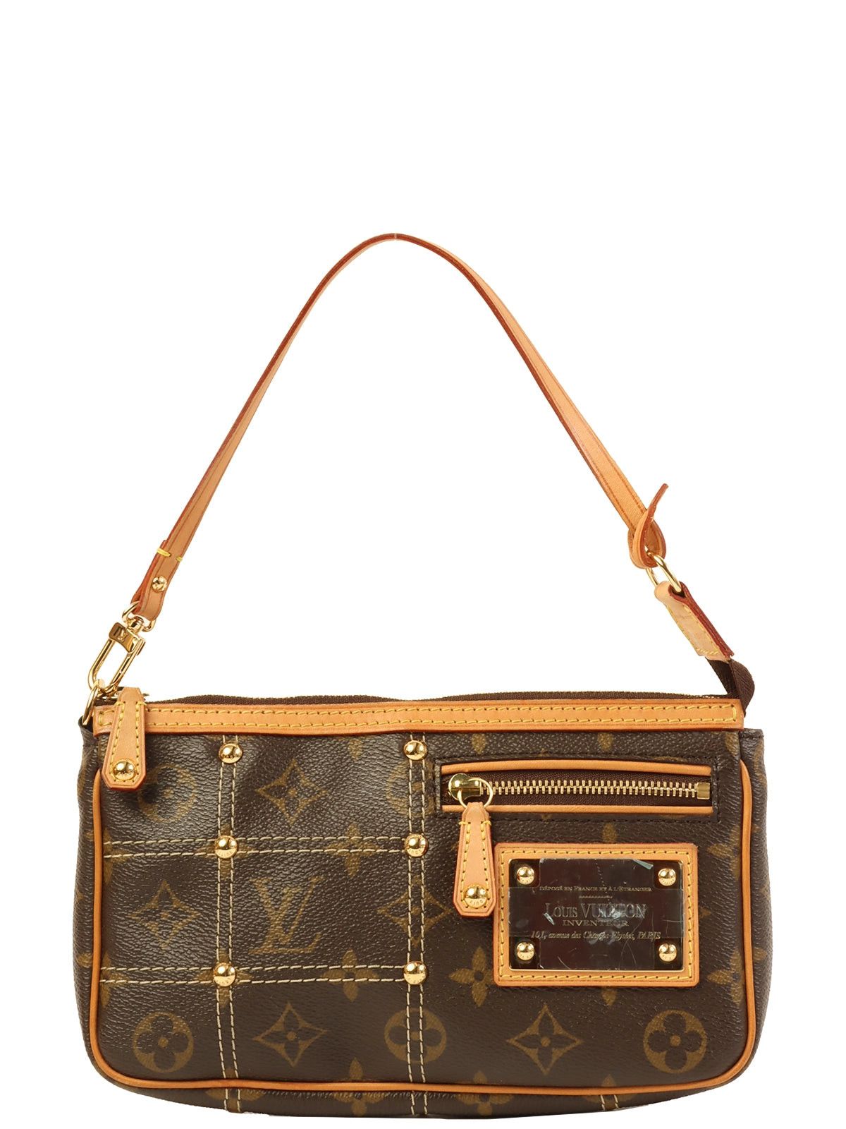 image of Louis Vuitton 2007 Made Canvas Monogram Rivette Pochette Accessories Brown, Women's