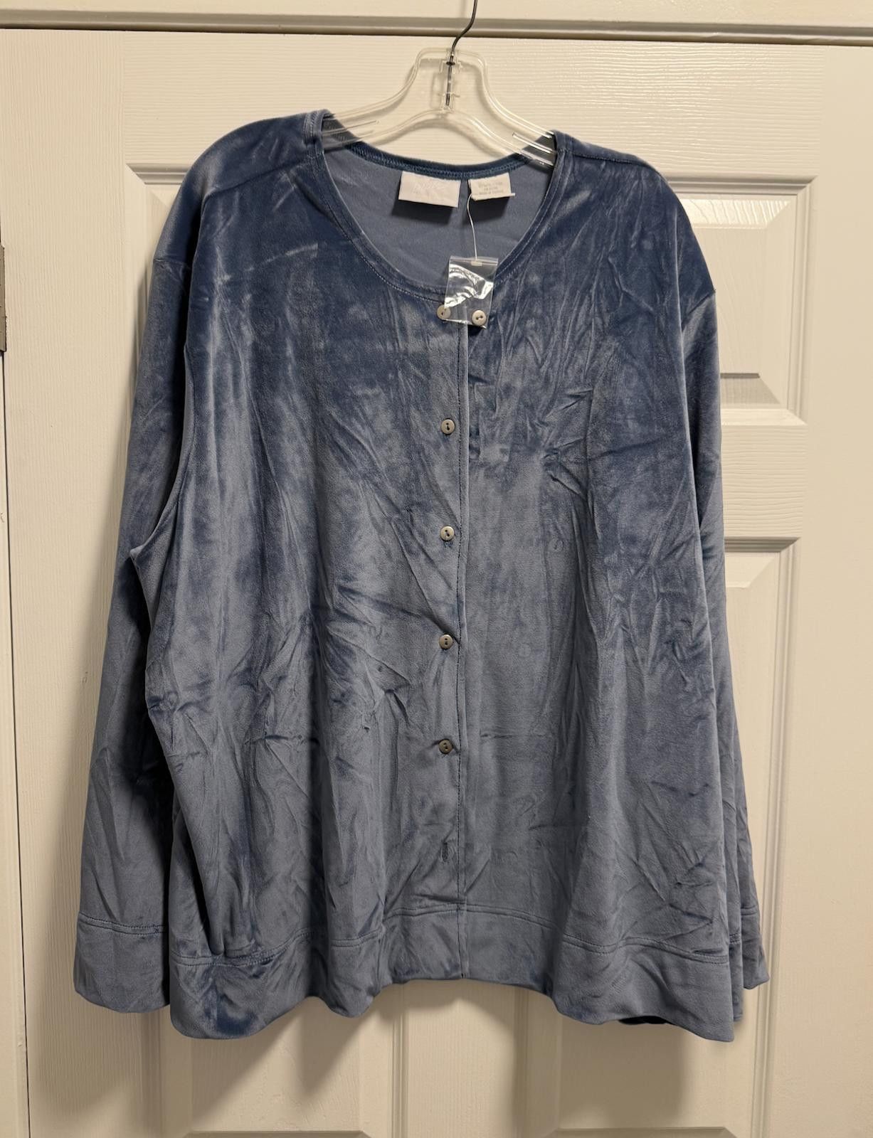 Blair Calm‑Blue Velvety Button‑Front Extra‑Plus Cardigan Size 3XL / US 20-22 - 5 Thumbnail