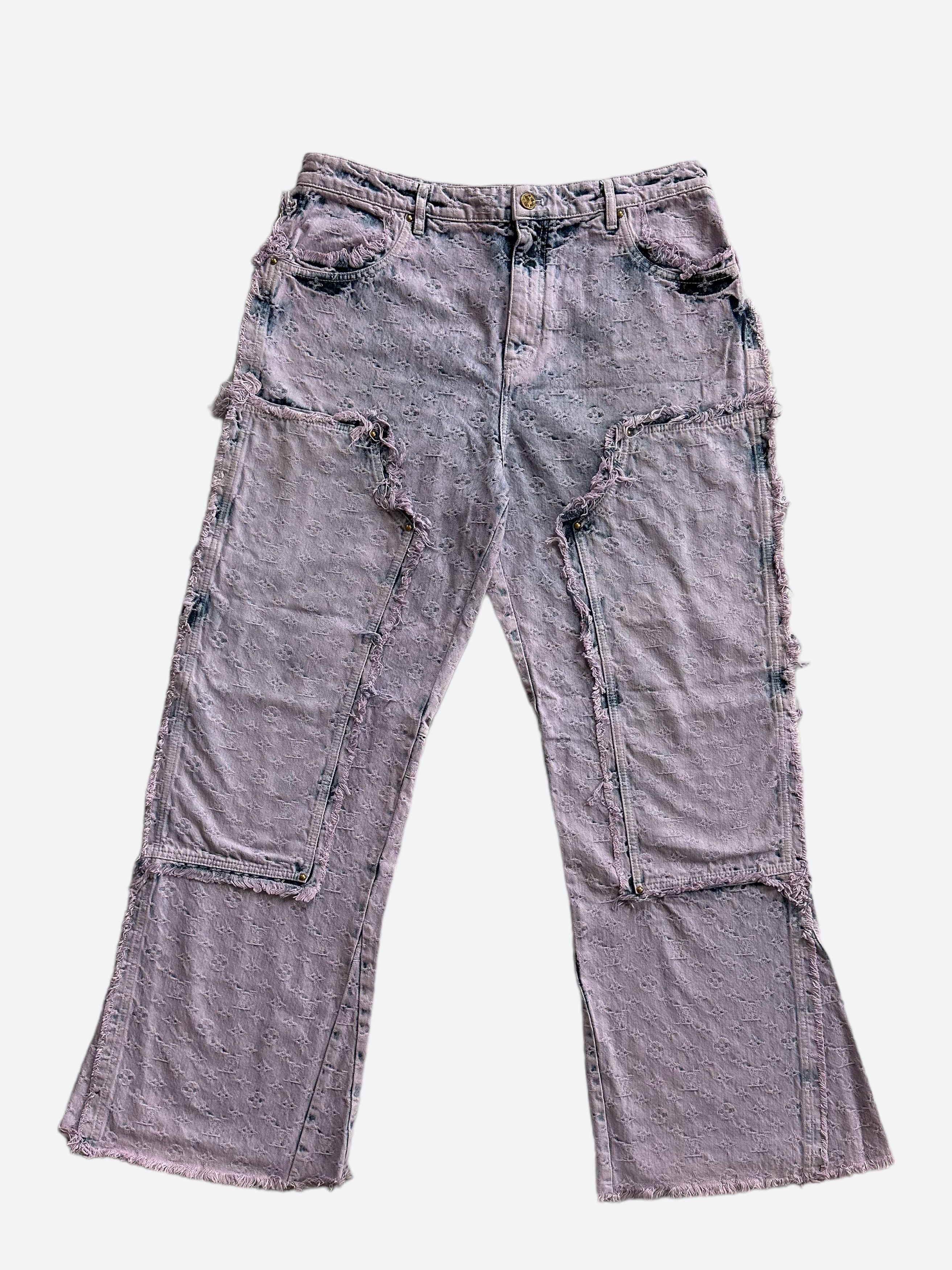 Image of Louis Vuitton Purple & Blue Monogram Carpenter Jeans, Men's (Size 36)