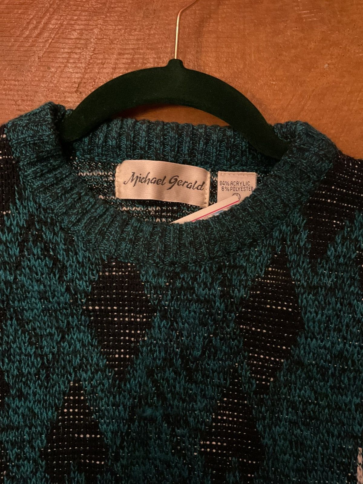 Other Geometric Teal and Black Crewneck Sweater Size US XL / EU 56 / 4 - 6 Thumbnail