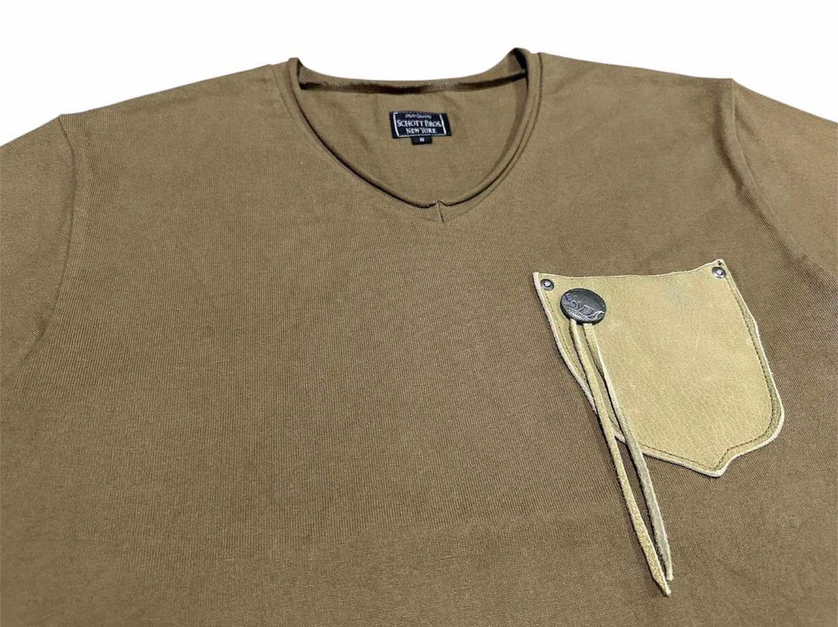 Le Grande Bleu (L.G.B.) 🔥Y2K Vintage Schott NYC Leather Pocket Trim Edge Shirt Size US S / EU 44-46 / 1 - 3 Thumbnail