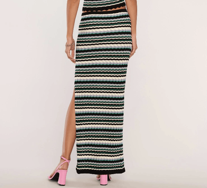 Heartloom Heartloom Marcia Knit Striped Slit Skirt ( XS ) Size 26" / US 2 / IT 38 - 2 Thumbnail