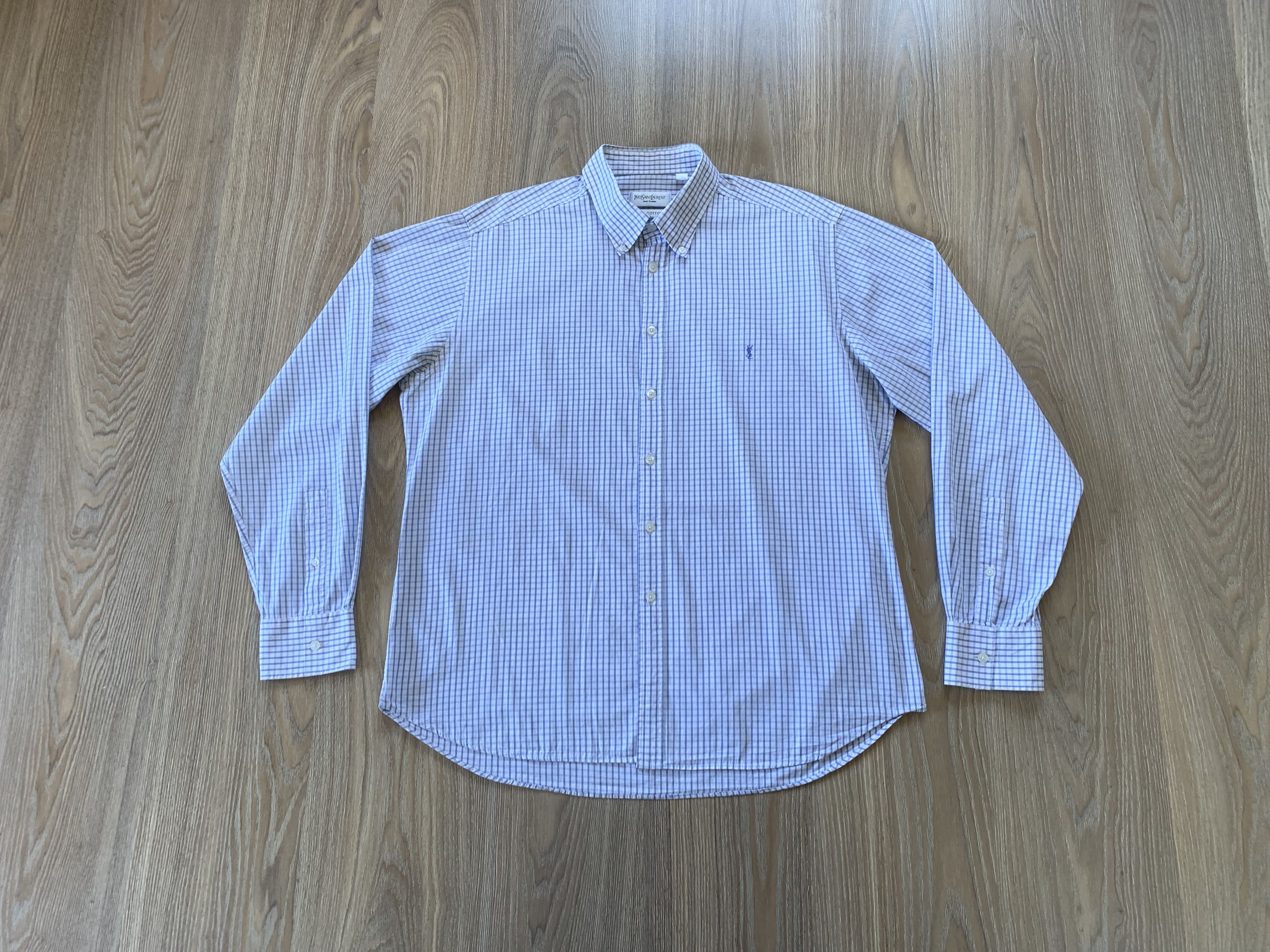 Yves Saint Laurent Vintage Yves Saint Laurent Plaid Long Sleeve Shirt Size US XL / EU 56 / 4 - 1 Thumbnail
