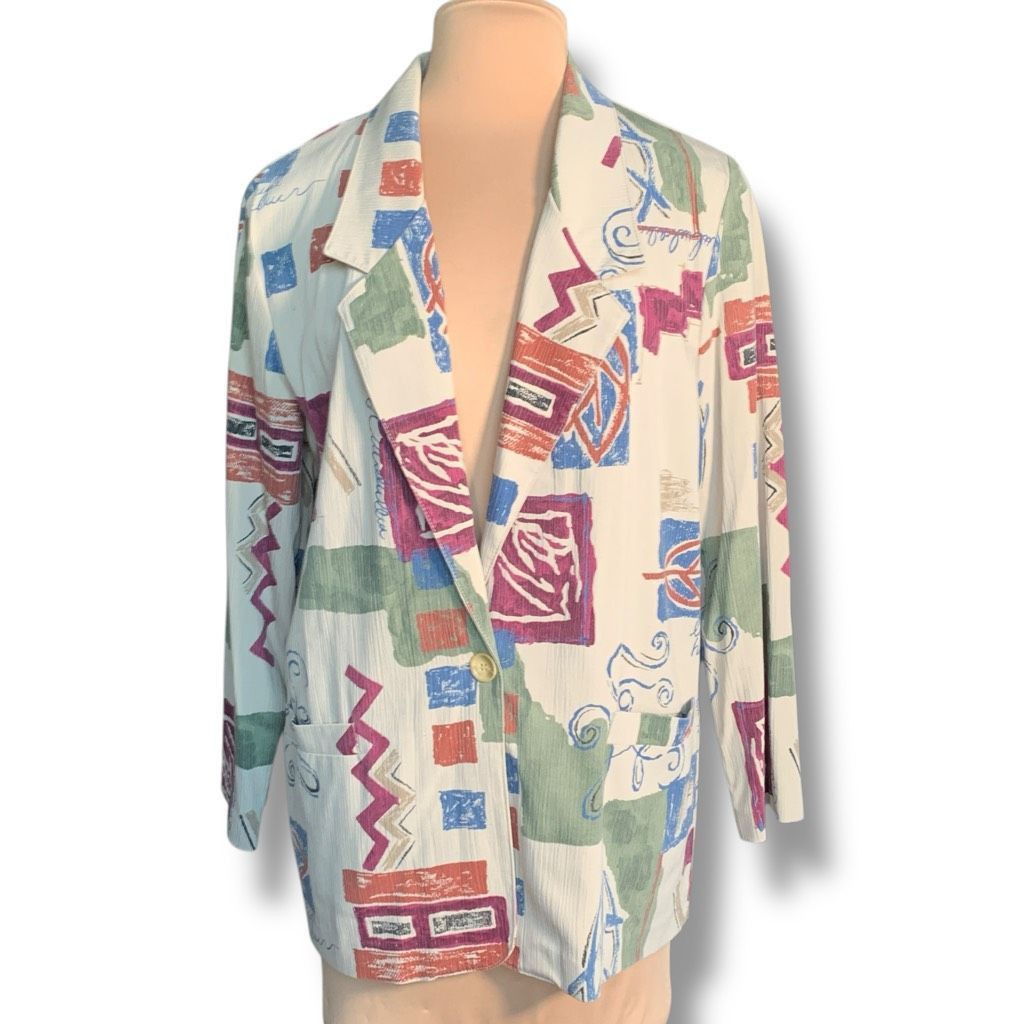 Vintage Vintage Alfred Dunner Oversized Abstract Print Blazer Jacket Size XL / US 12-14 / IT 48-50 - 1 Thumbnail