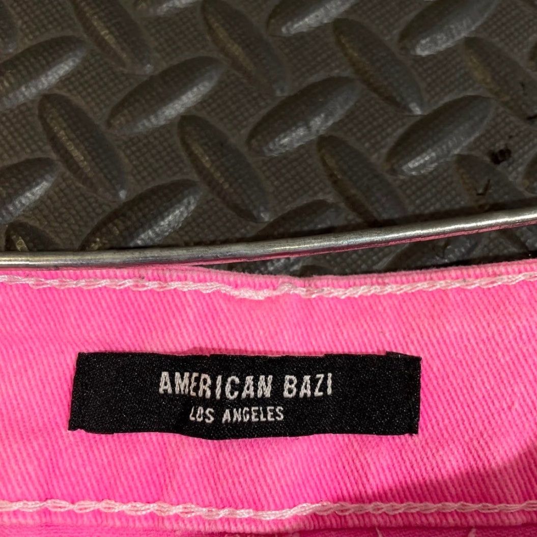 Vintage American Bazi Hot Pink Wide Leg Womens High Waisted Denim Jeans Size 12 13 Pink Wide-Leg Jeans Size 34" / US 12 / IT 48 - 2 Thumbnail